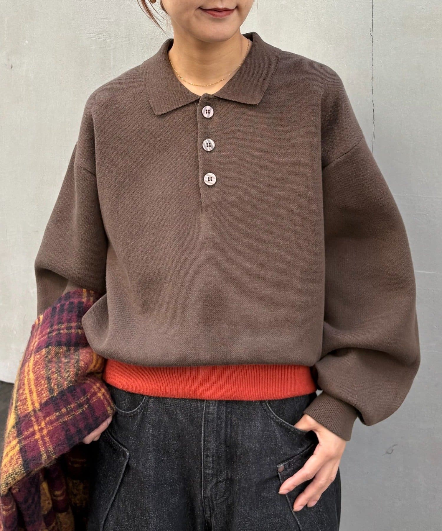 CIAOPANIC TYPY(チャオパニックティピー) 裾リブ配色ニットポロ