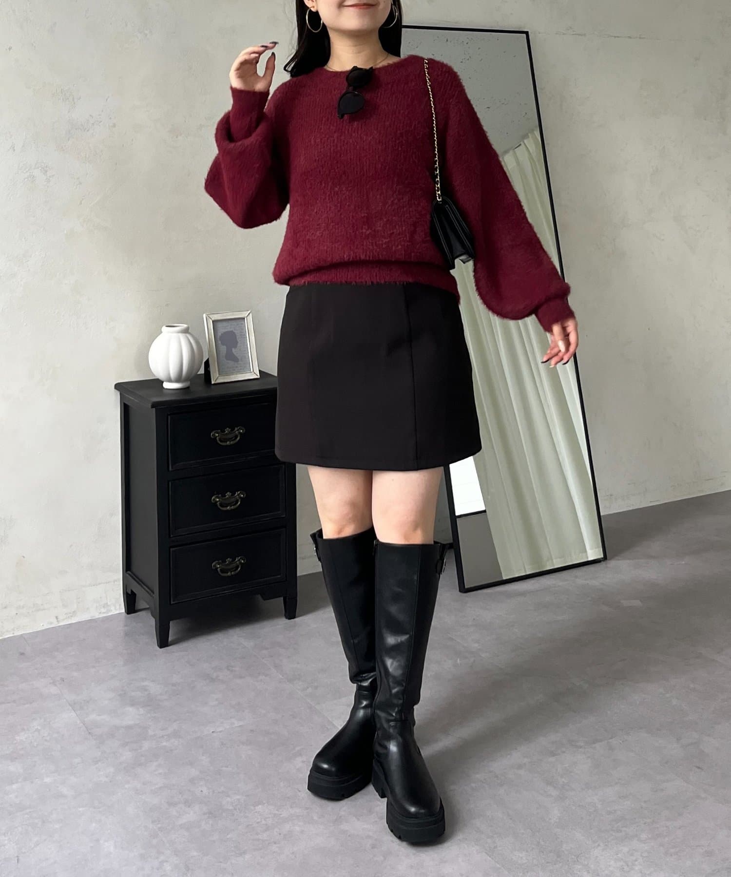 prose verse(プロズヴェール) バックメタルボートネックシャギーニット