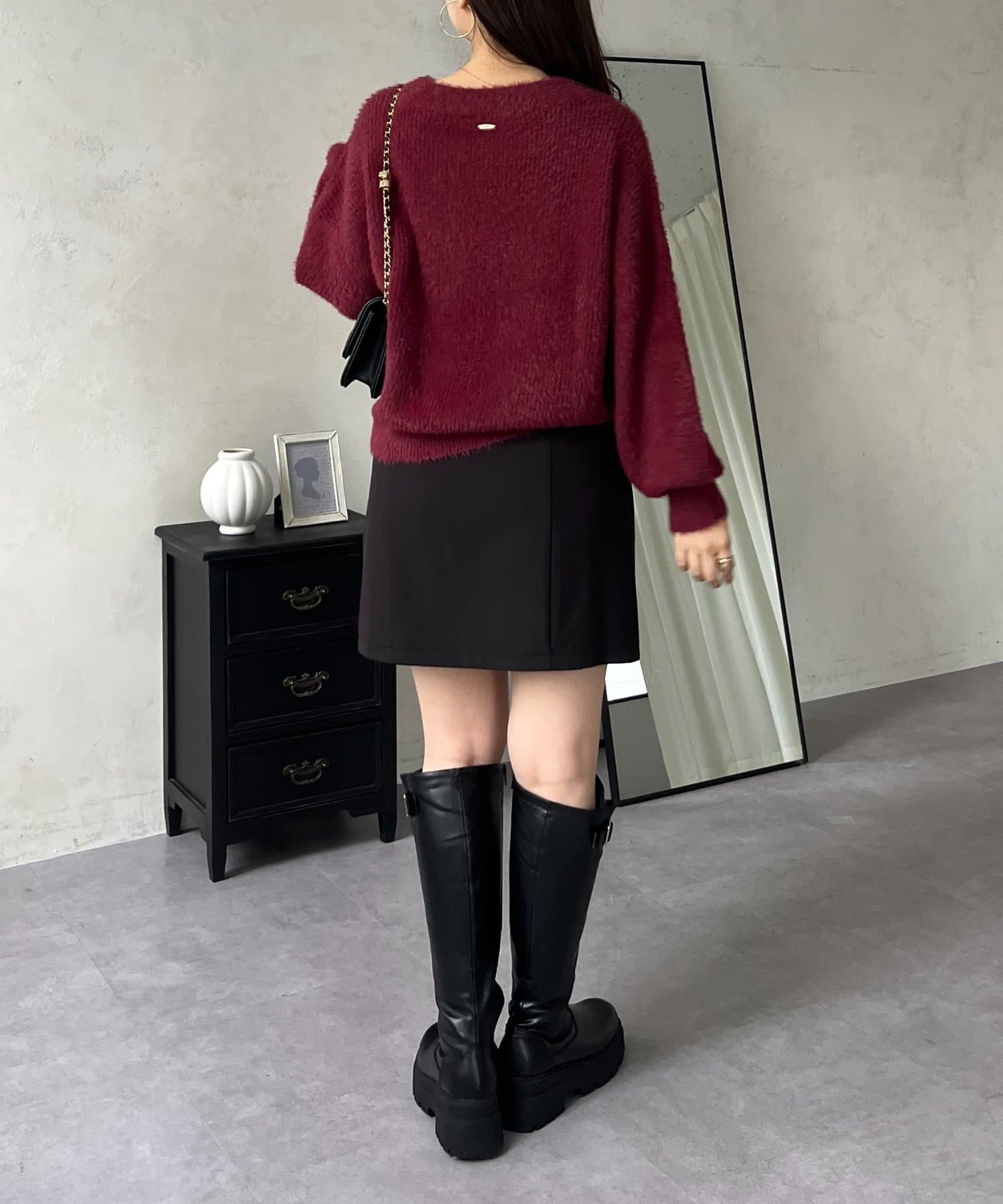 prose verse(プロズヴェール) バックメタルボートネックシャギーニット