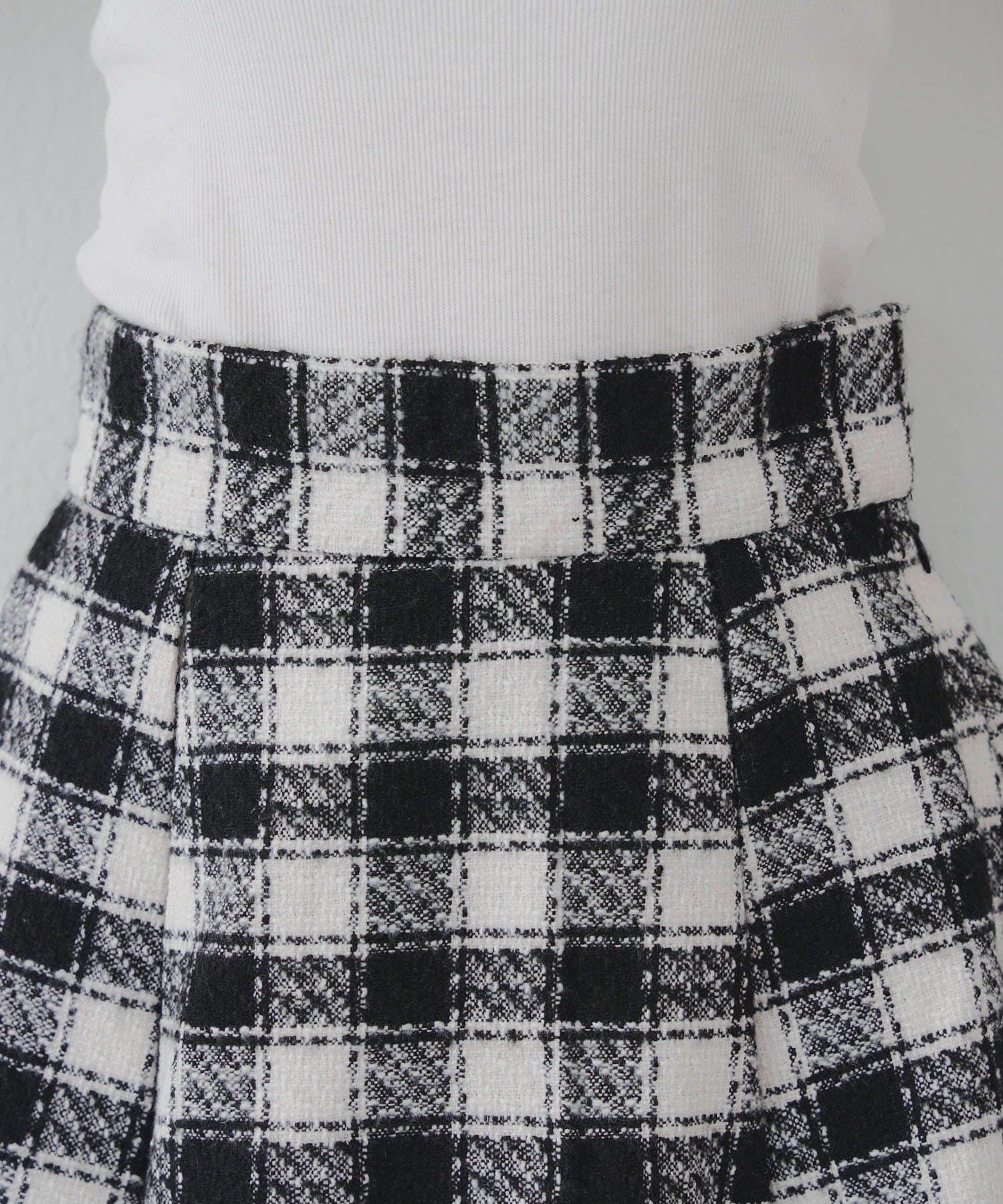 Remind me and forever(リマインドミーアンドフォーエバー) 【セットアップ対応】ツイード裾チラリミニスカート