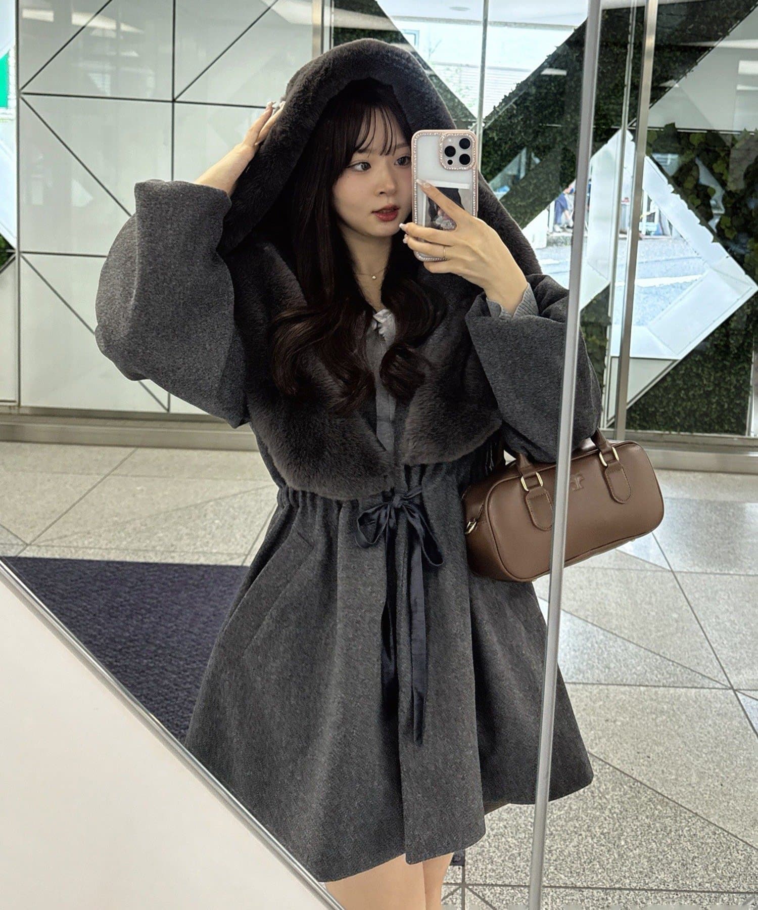 Remind me and forever(リマインドミーアンドフォーエバー) 【デート・推し活にもぴったり！】ファー付ビッグフードコート