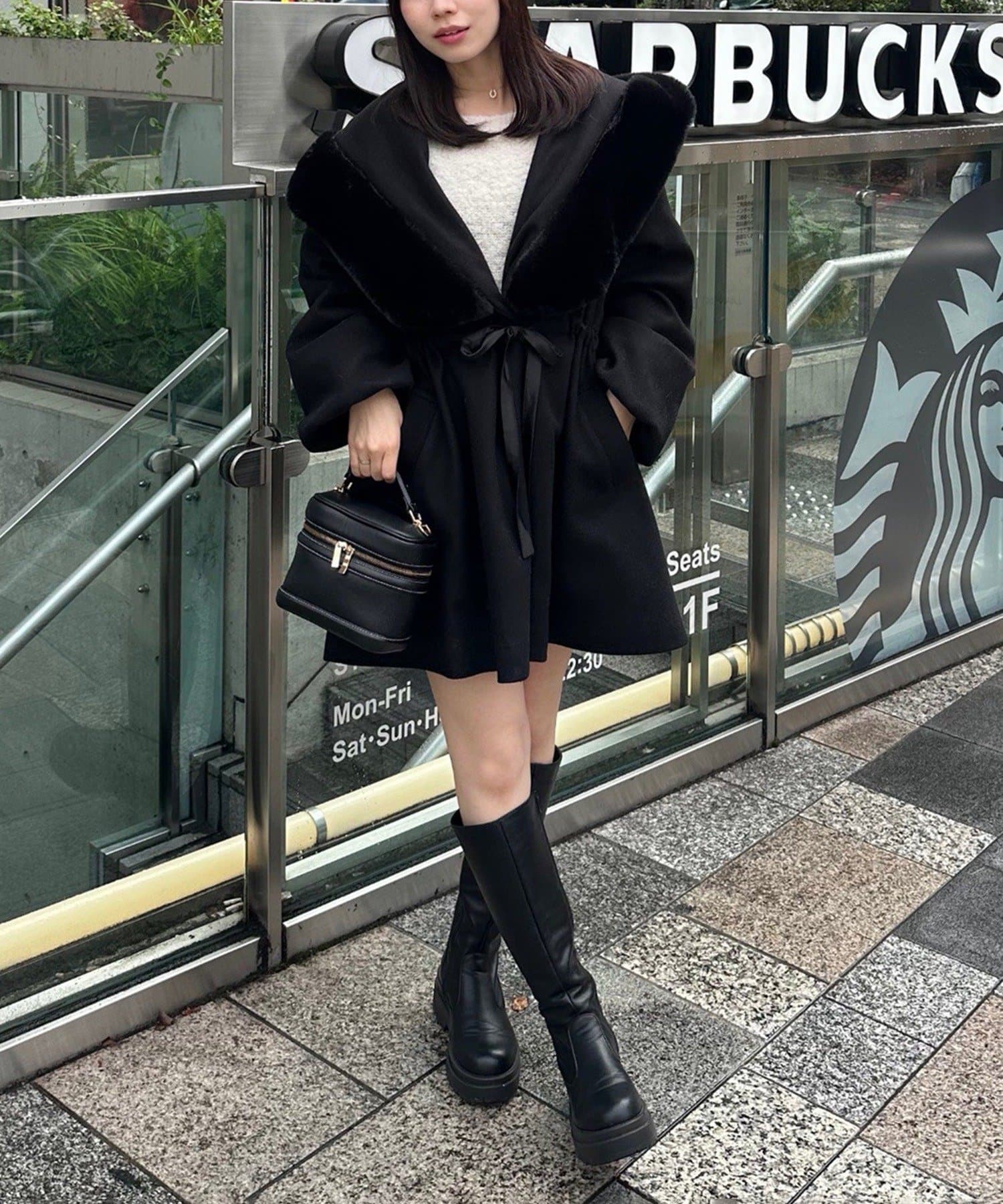 Remind me and forever(リマインドミーアンドフォーエバー) 【デート・推し活にもぴったり！】ファー付ビッグフードコート