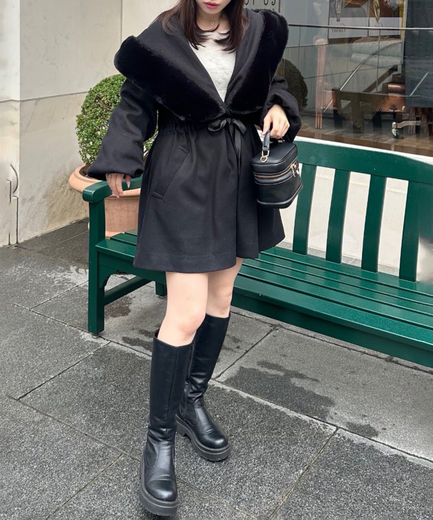 Remind me and forever(リマインドミーアンドフォーエバー) 【デート・推し活にもぴったり！】ファー付ビッグフードコート