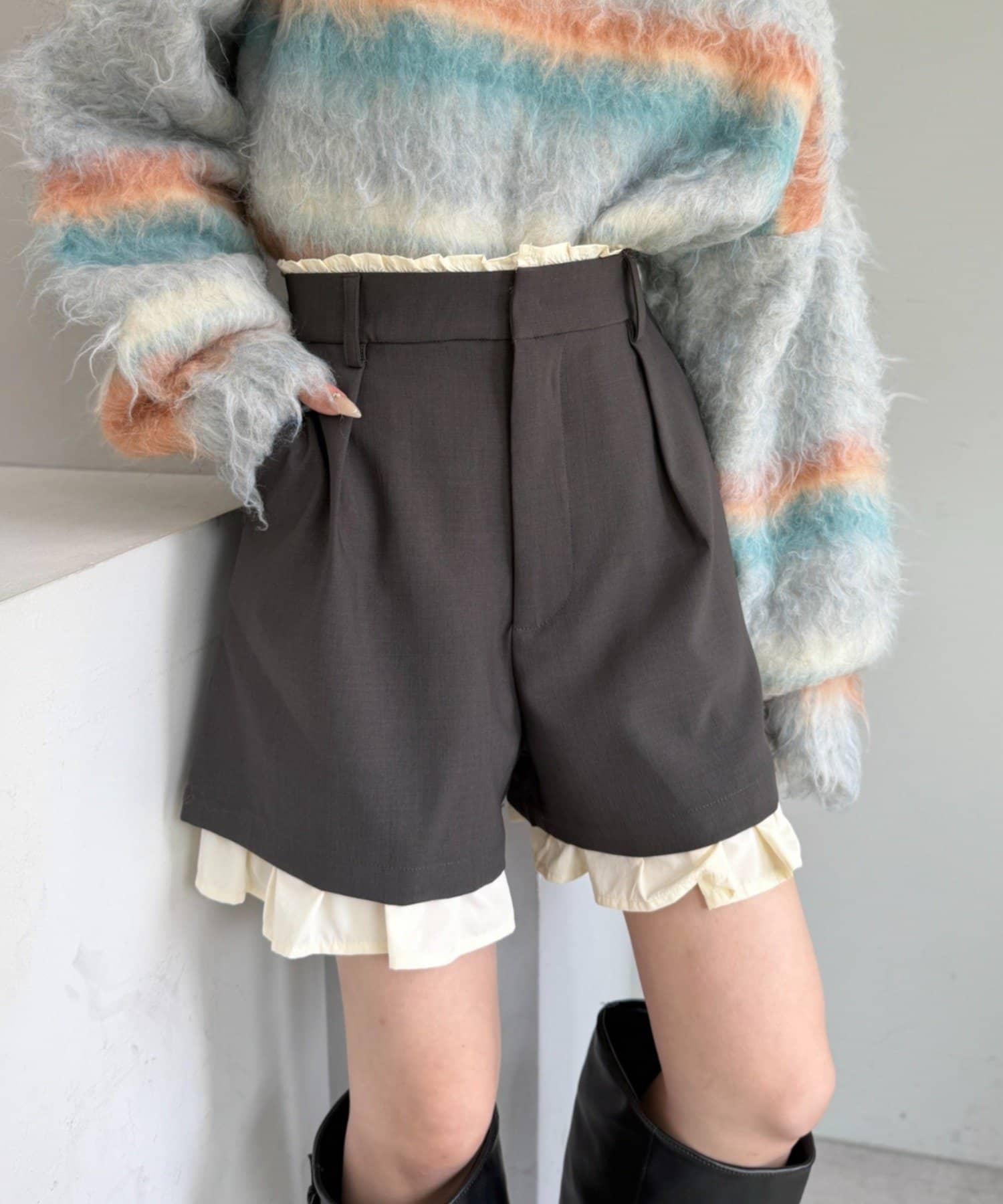 w closet(ダブルクローゼット) レイヤードショートパンツ