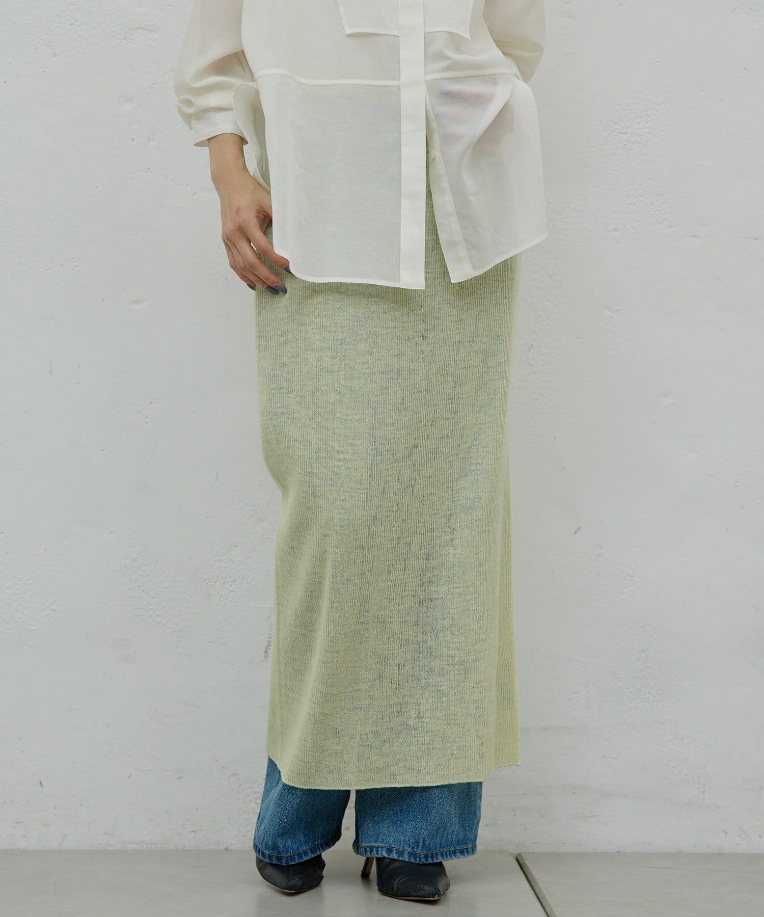 GALLARDAGALANTE(ガリャルダガランテ) 【HERITANOVUM】【セットアップ対応】シアーリブニットスカート