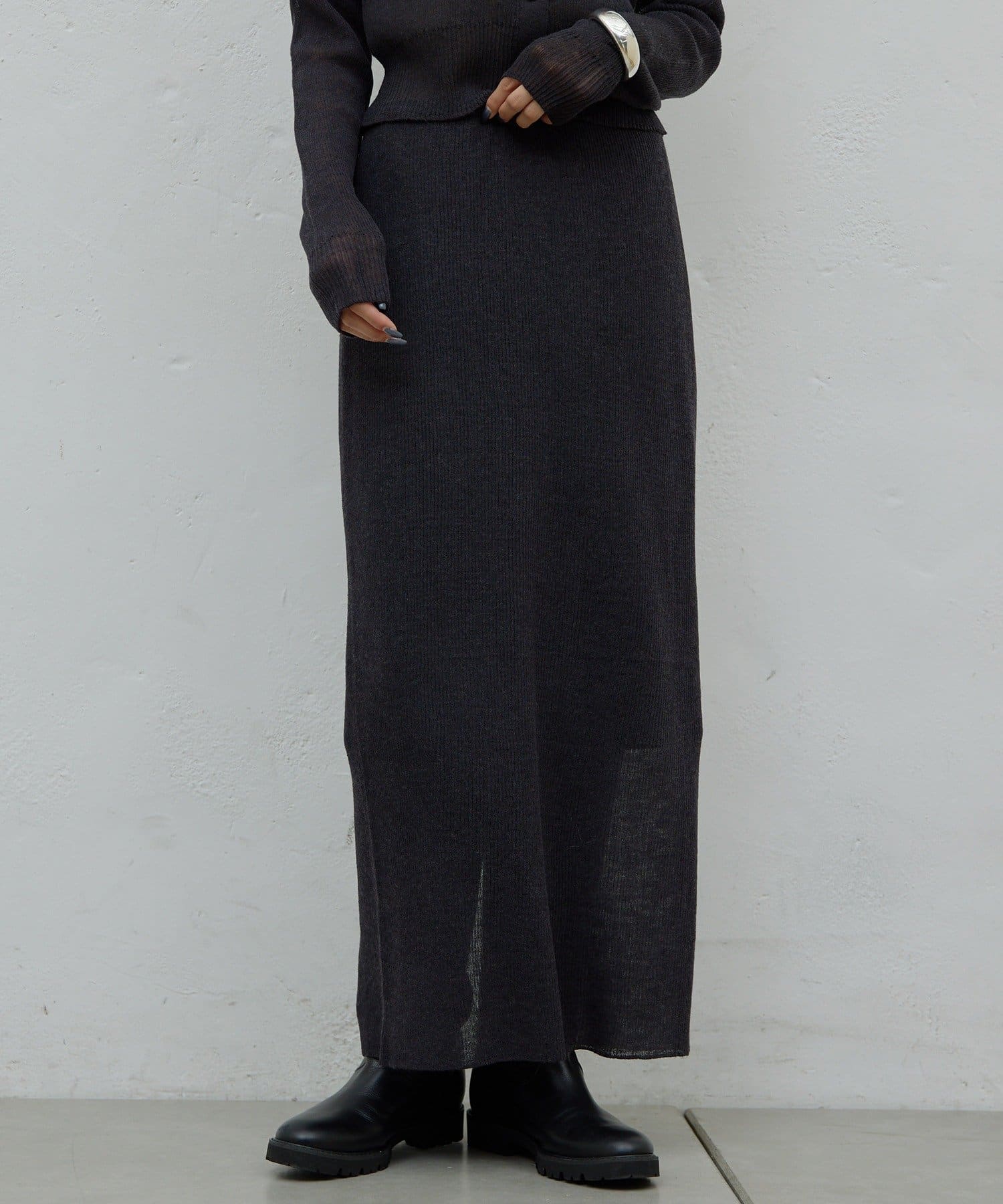 GALLARDAGALANTE(ガリャルダガランテ) 【HERITANOVUM】【セットアップ対応】シアーリブニットスカート