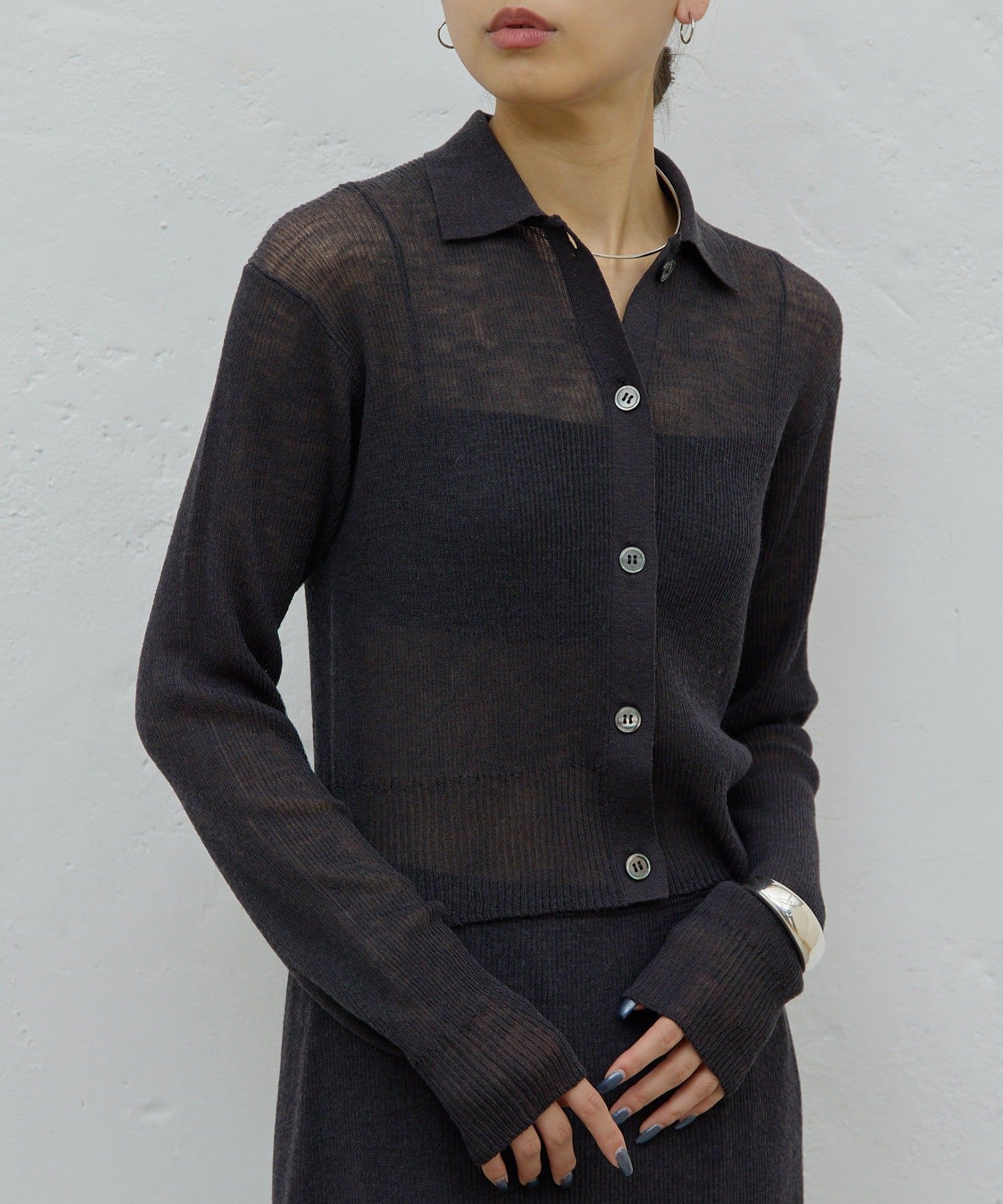 GALLARDAGALANTE(ガリャルダガランテ) 【HERITANOVUM】【セットアップ対応】シアーリブポロニット