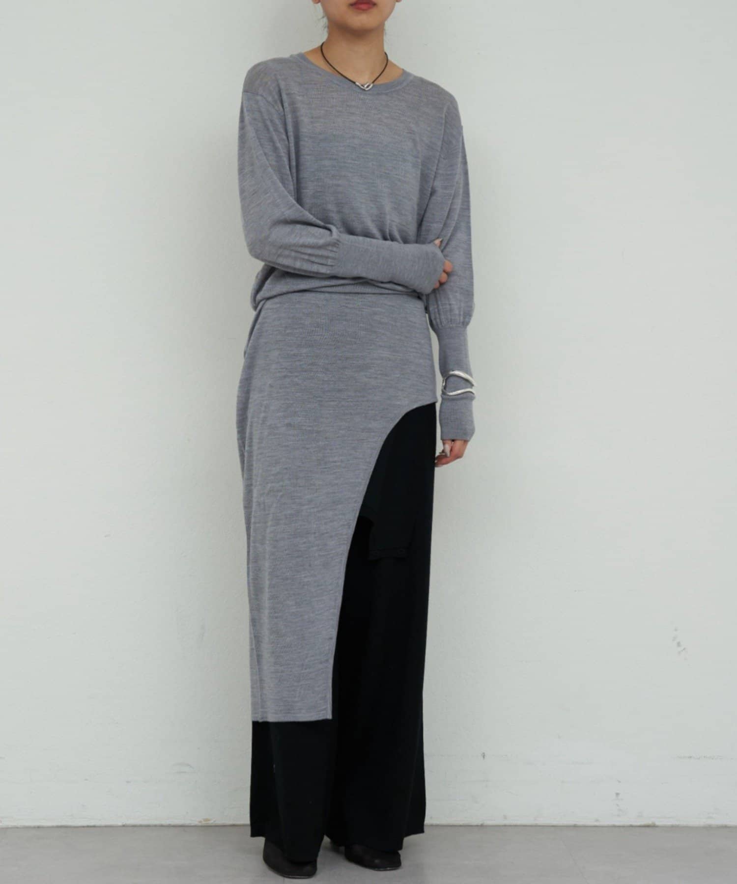 GALLARDAGALANTE(ガリャルダガランテ) 【HERITANOVUM】アシンメトリーニットワンピ