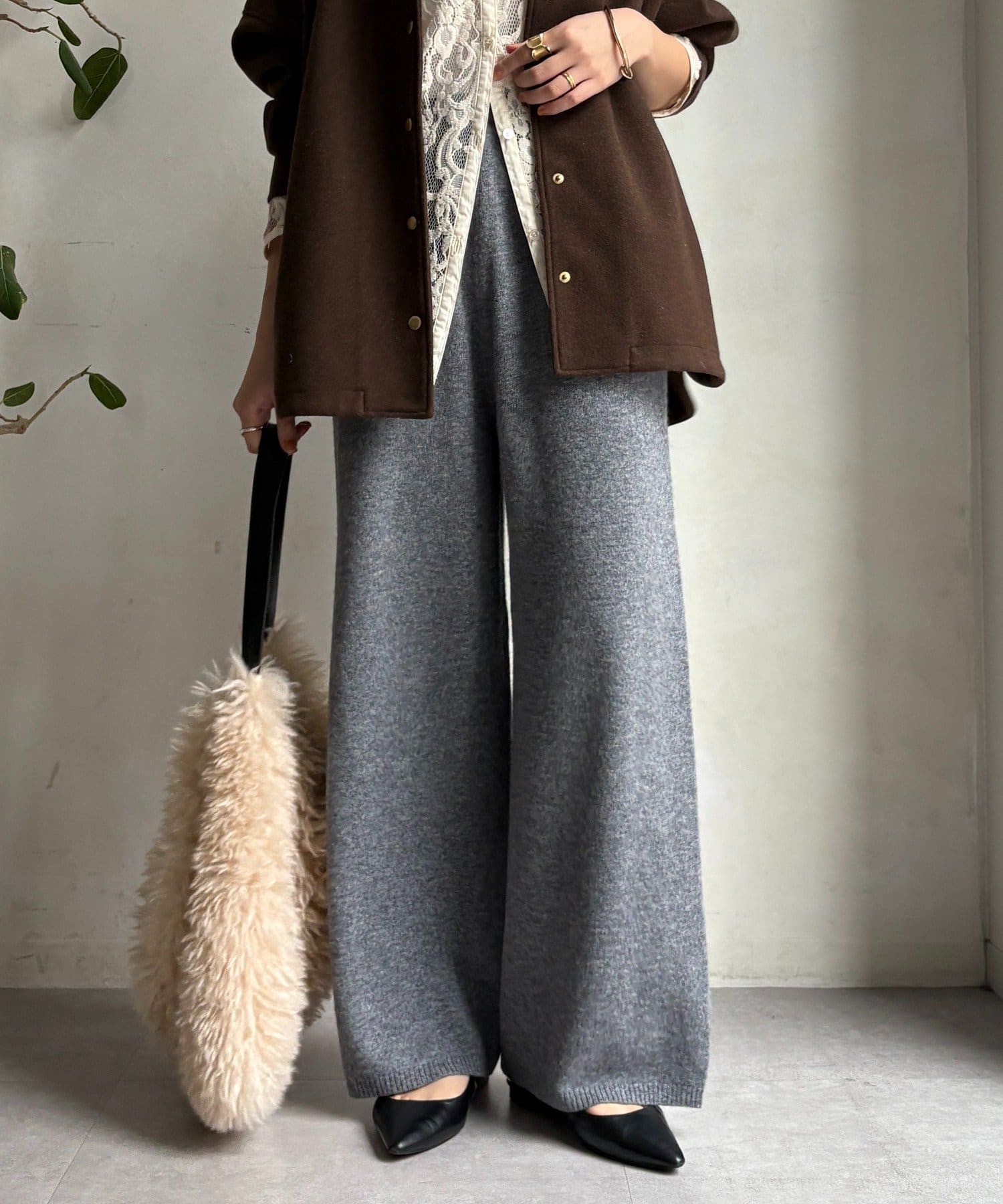 DOUDOU(ドゥドゥ) メリノウール100％ニットパンツ