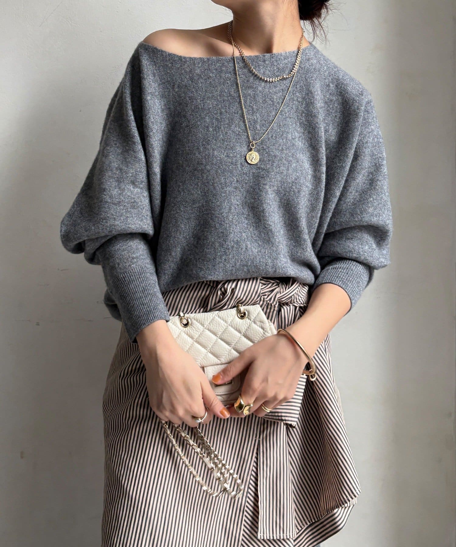 DOUDOU(ドゥドゥ) メリノウール100%ボートネック