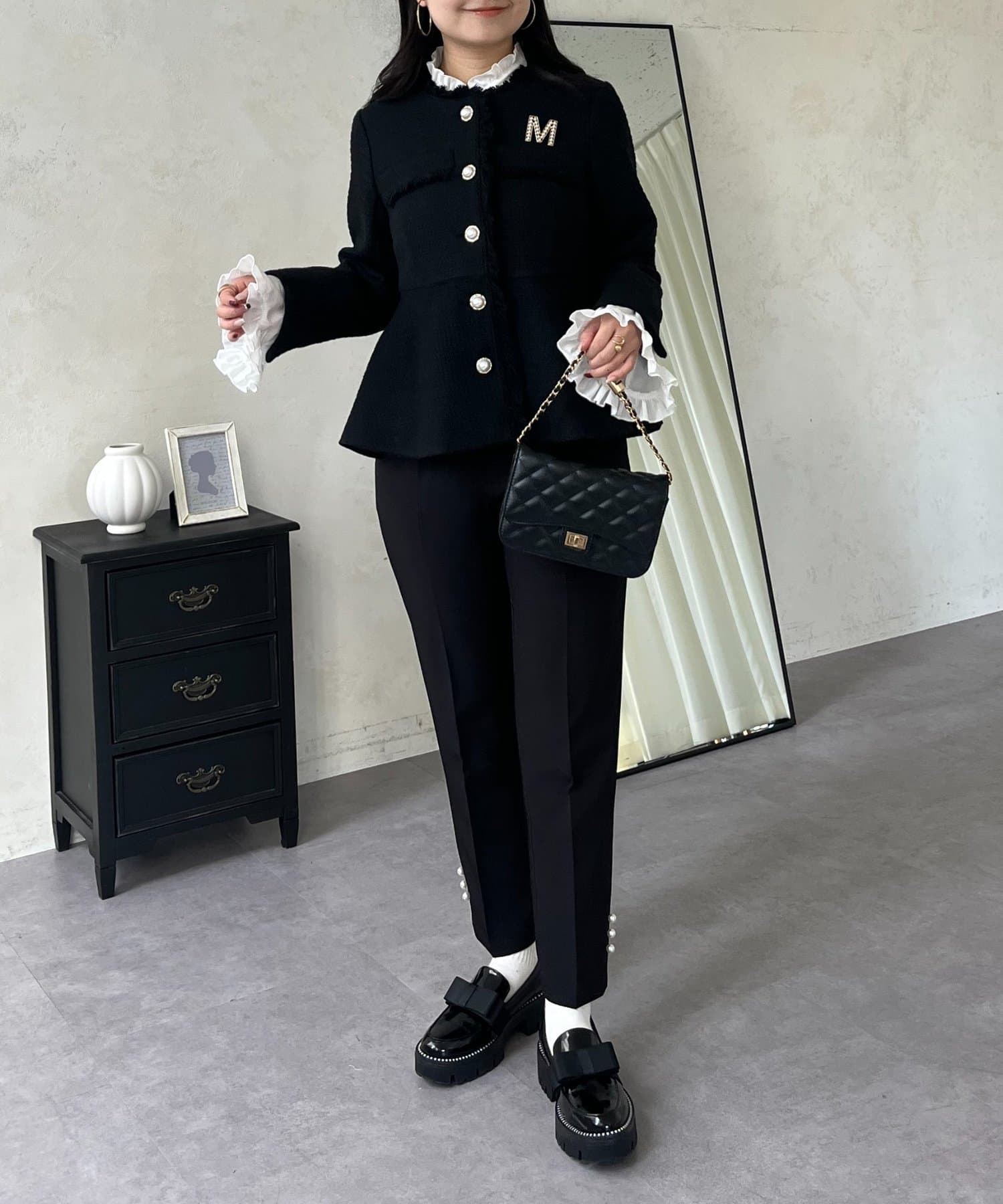 prose verse(プロズヴェール) パールボタンペプラムツイードジャケット