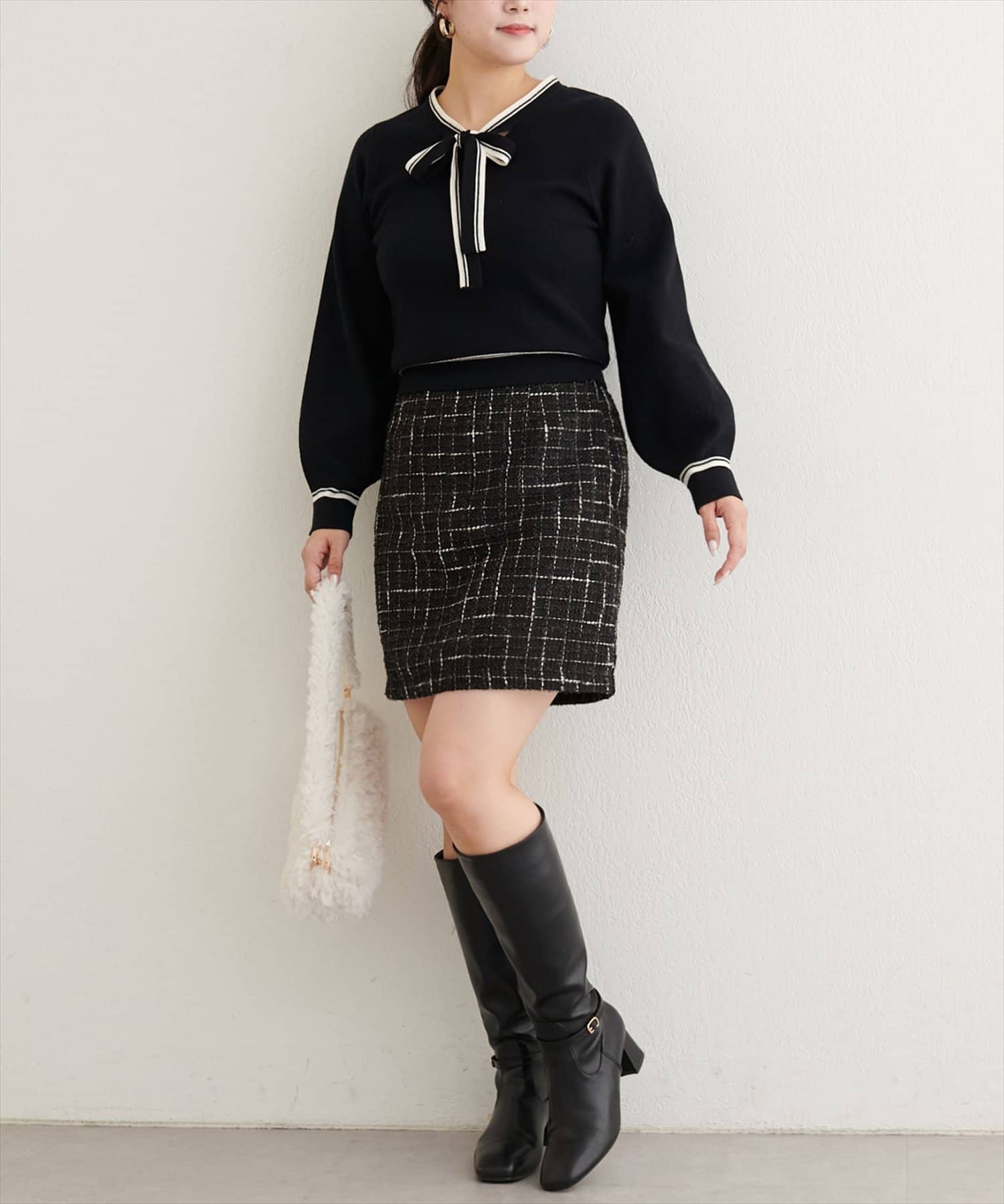 natural couture(ナチュラルクチュール) 〈airi〉ツイードミニスカート