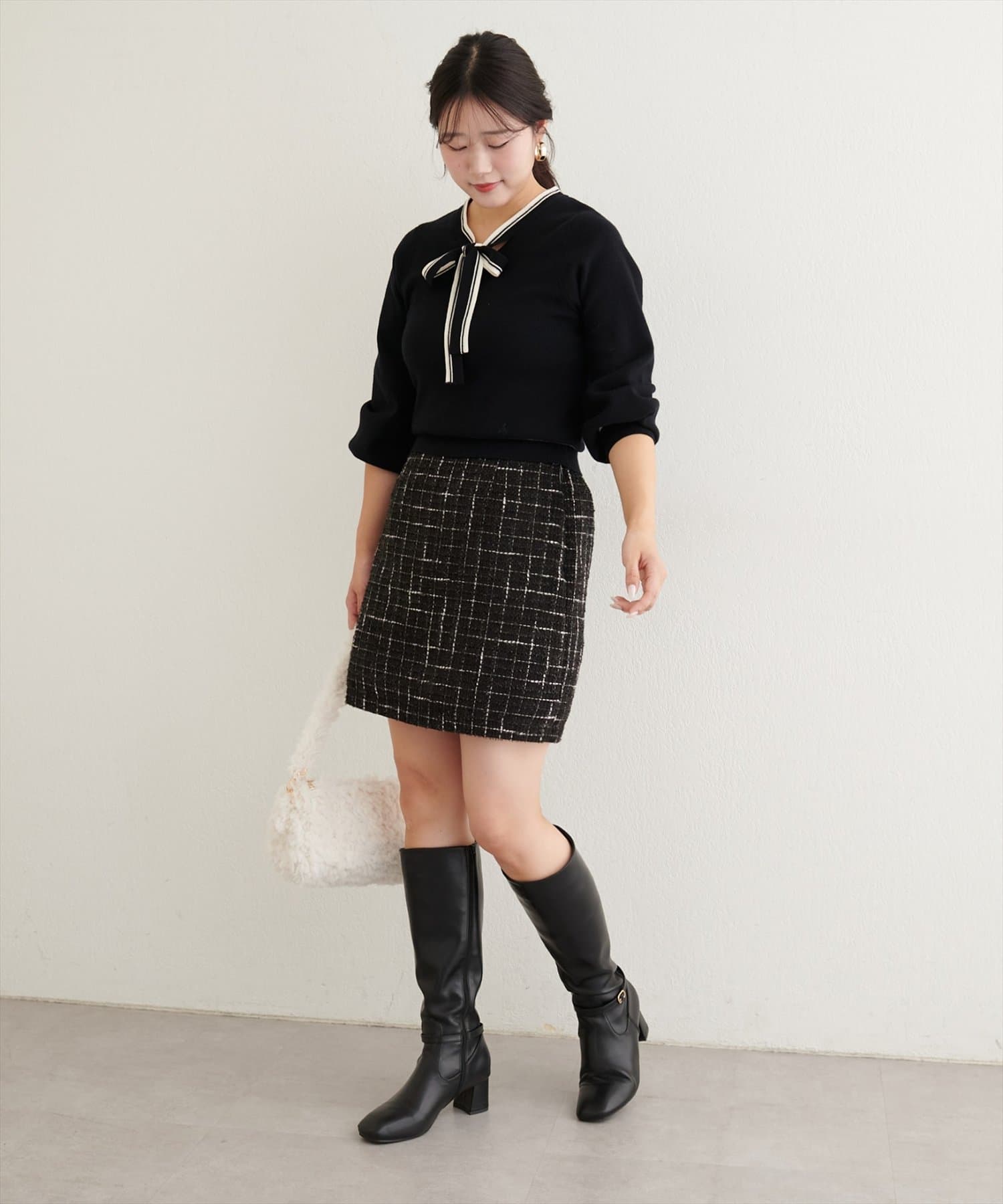 natural couture(ナチュラルクチュール) 〈airi〉ツイードミニスカート