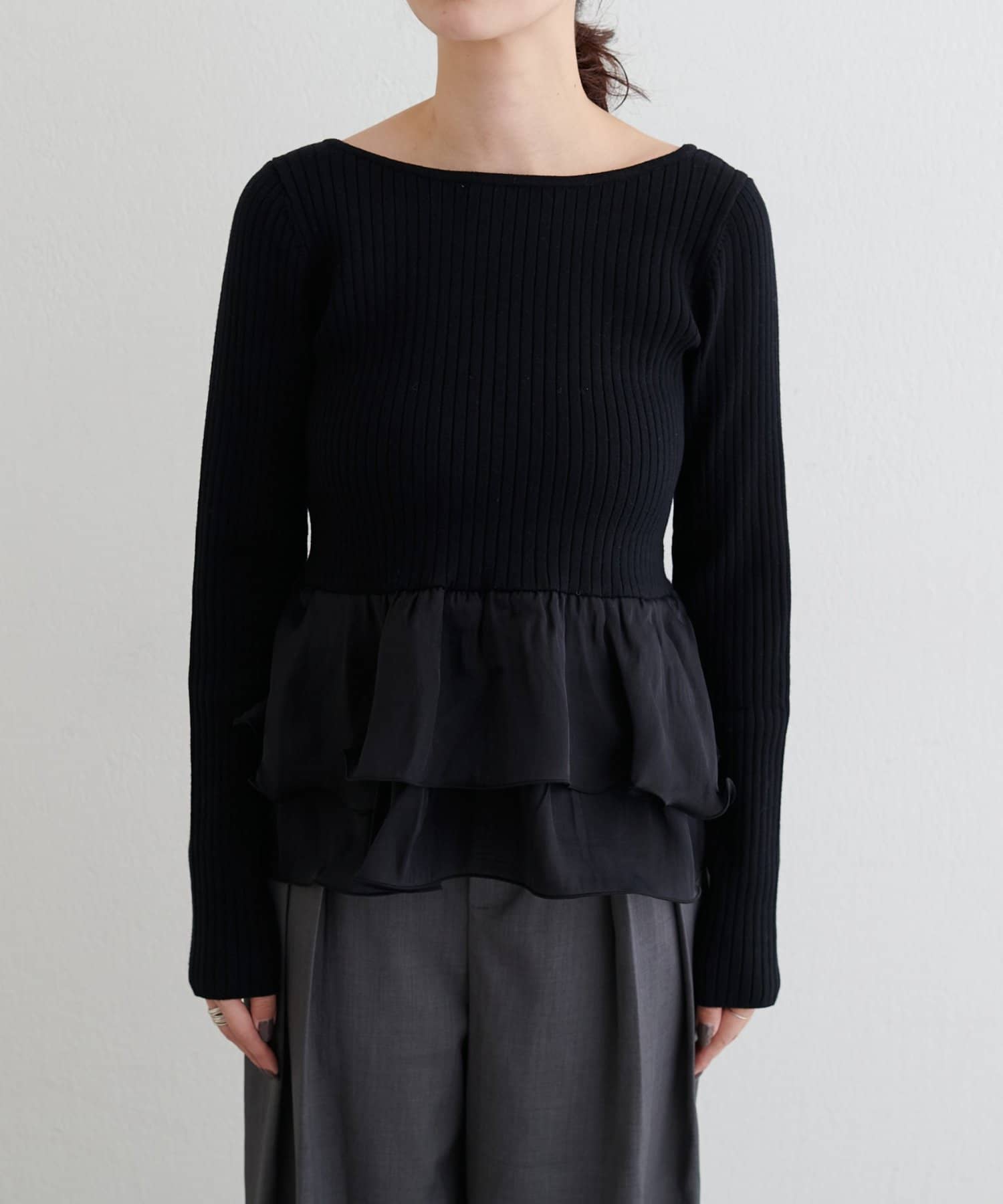 LARUTA(ラルータ) 【Yurie企画】前後2WAYペプラムフリルニット