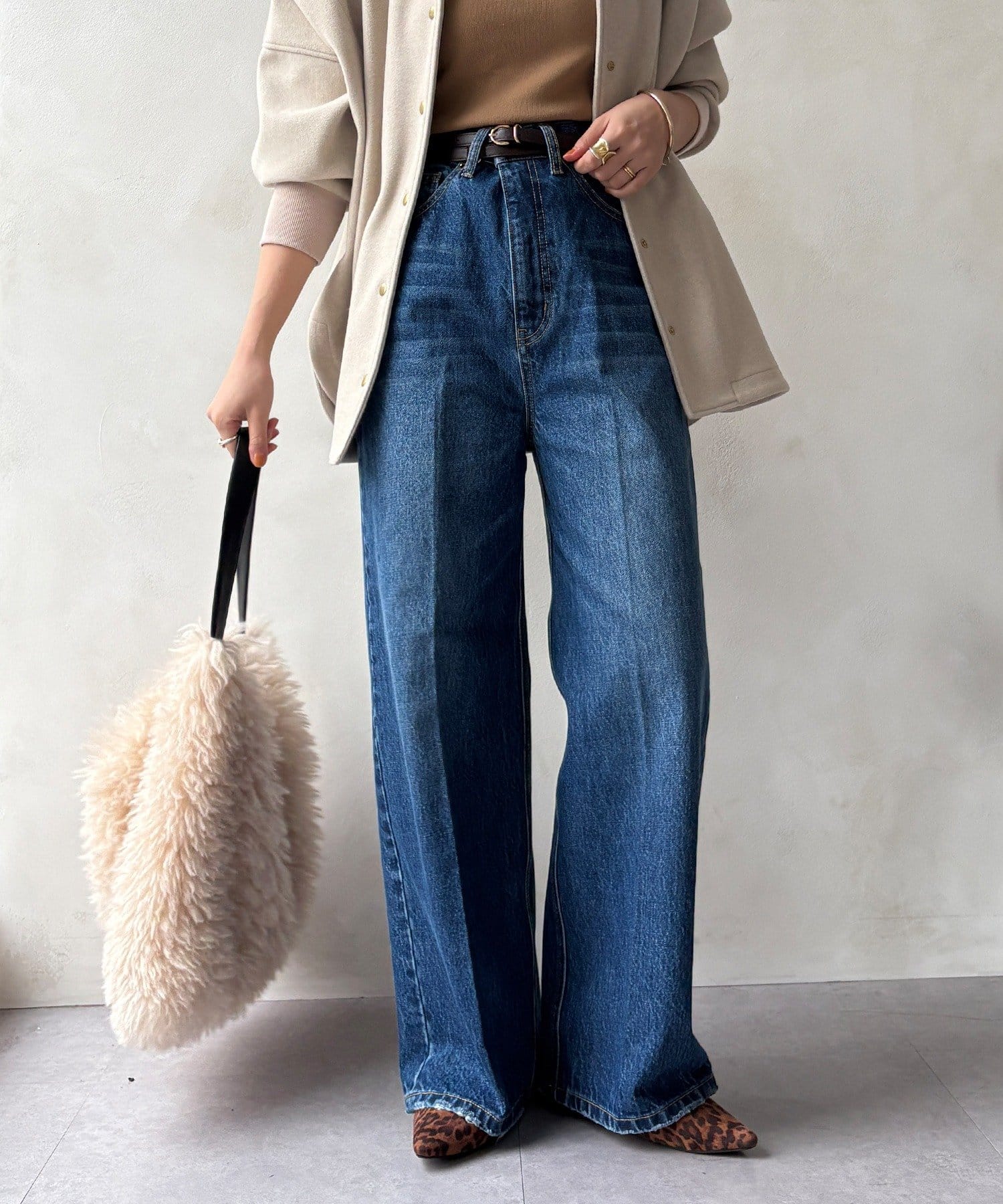 DOUDOU(ドゥドゥ) ハイウエストダブルボタンデニム