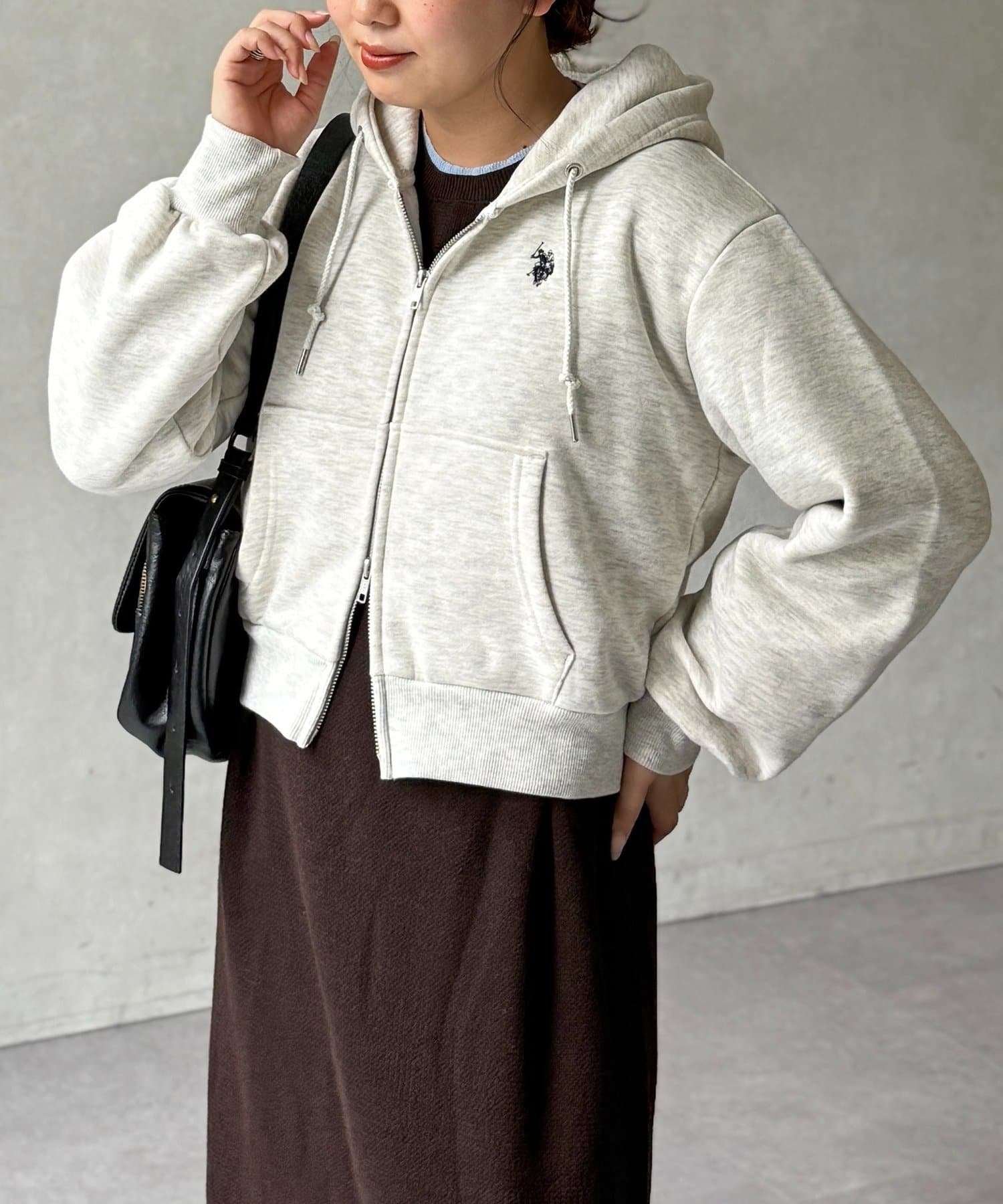 CPCM(シーピーシーエム) 【U.S. POLO ASSN.】裏起毛短丈パーカー