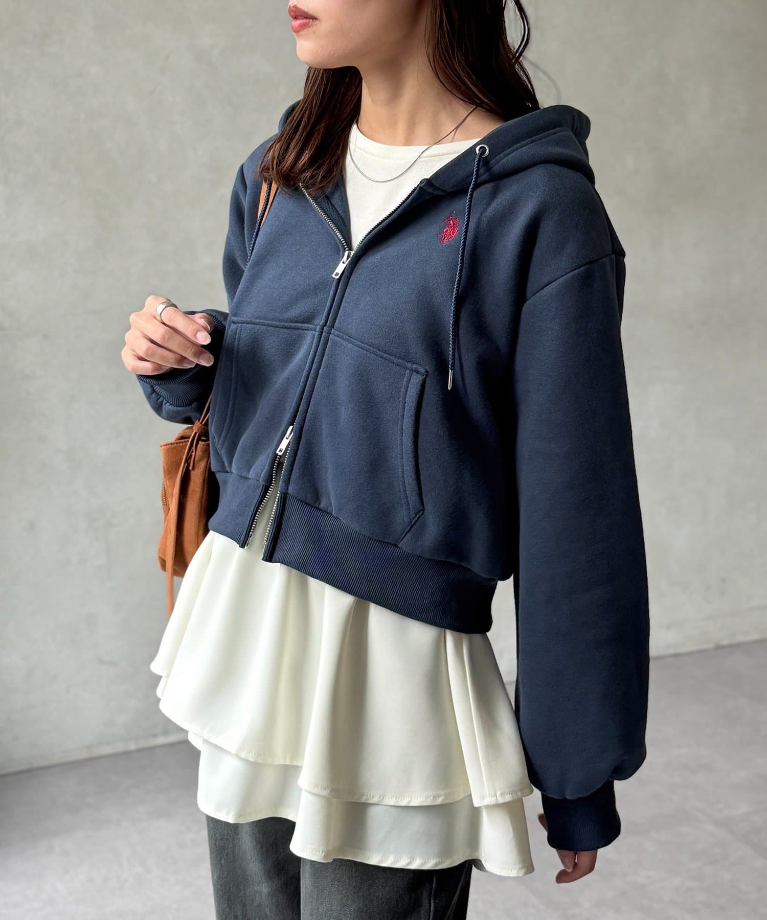 CPCM(シーピーシーエム) 【U.S. POLO ASSN.】裏起毛短丈パーカー