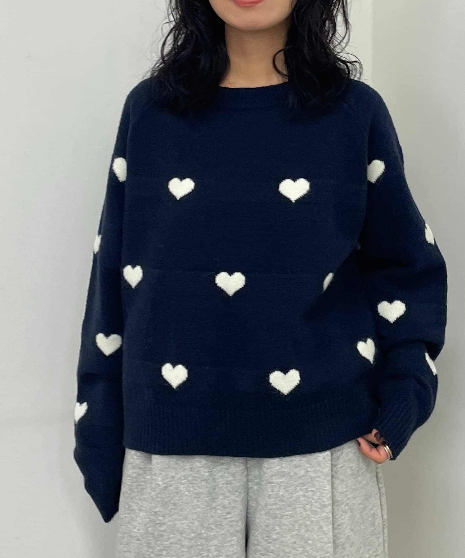 -goocy-(グーシー) ハートジャガードニット