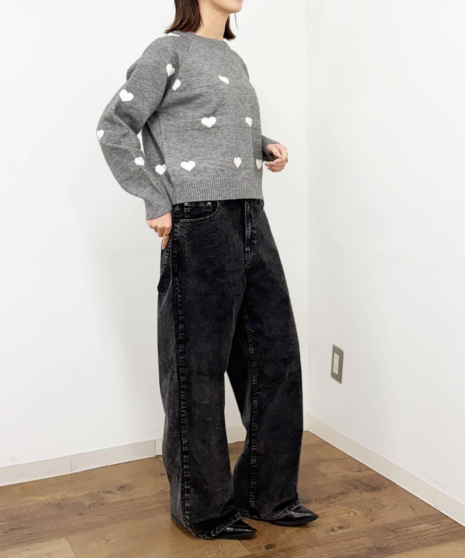 -goocy-(グーシー) ハートジャガードニット