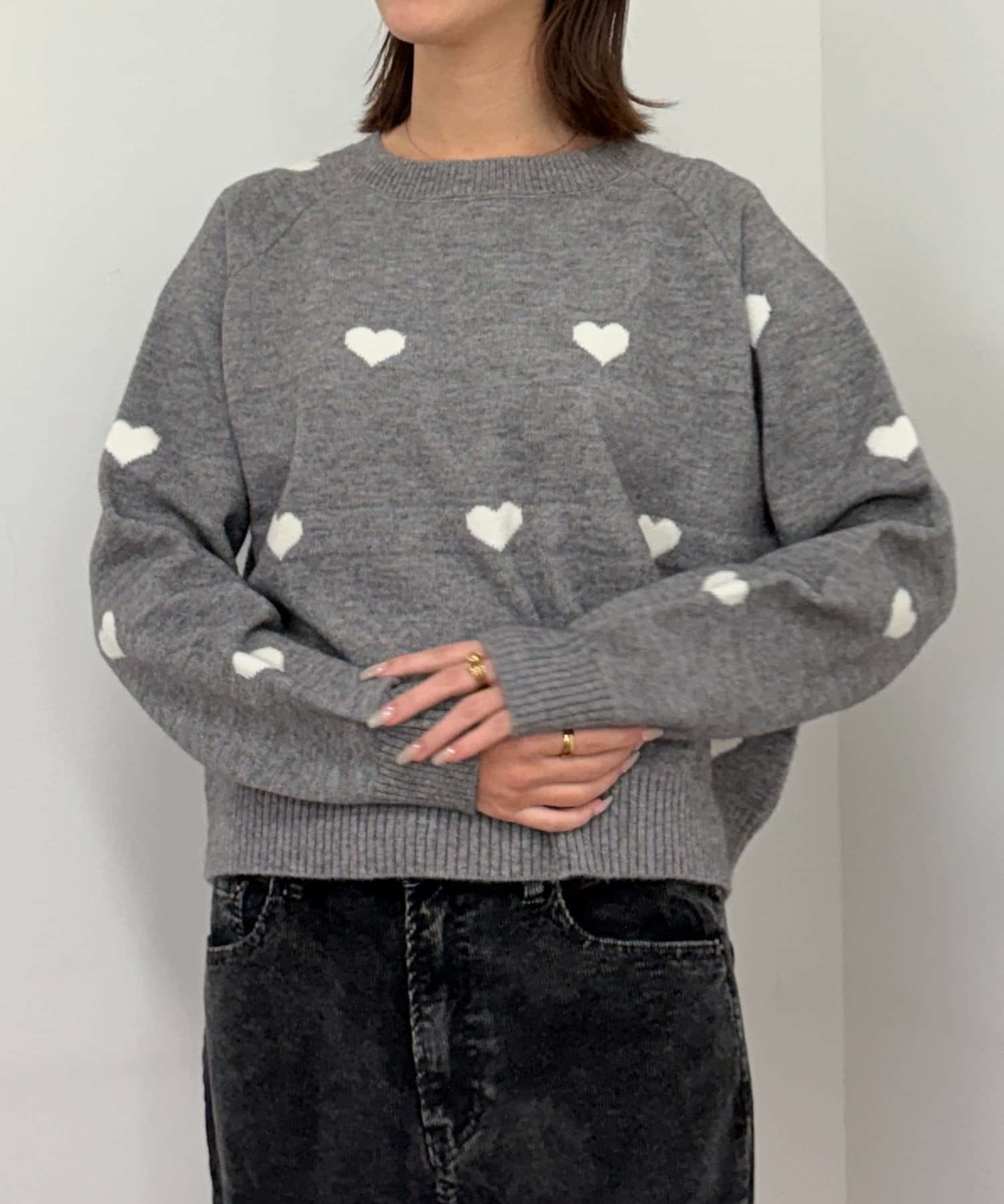 -goocy-(グーシー) ハートジャガードニット