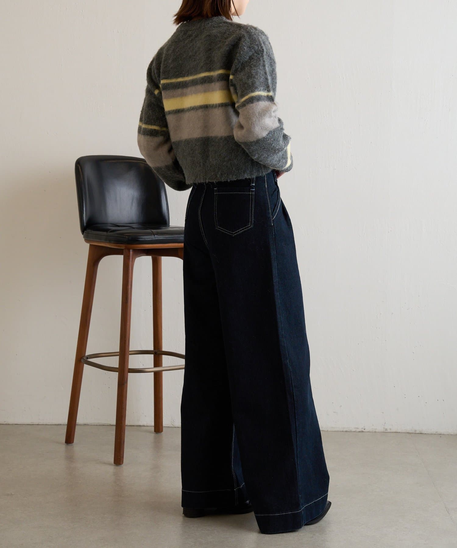 -goocy-(グーシー) アルパカタッチボーダークロップドニット