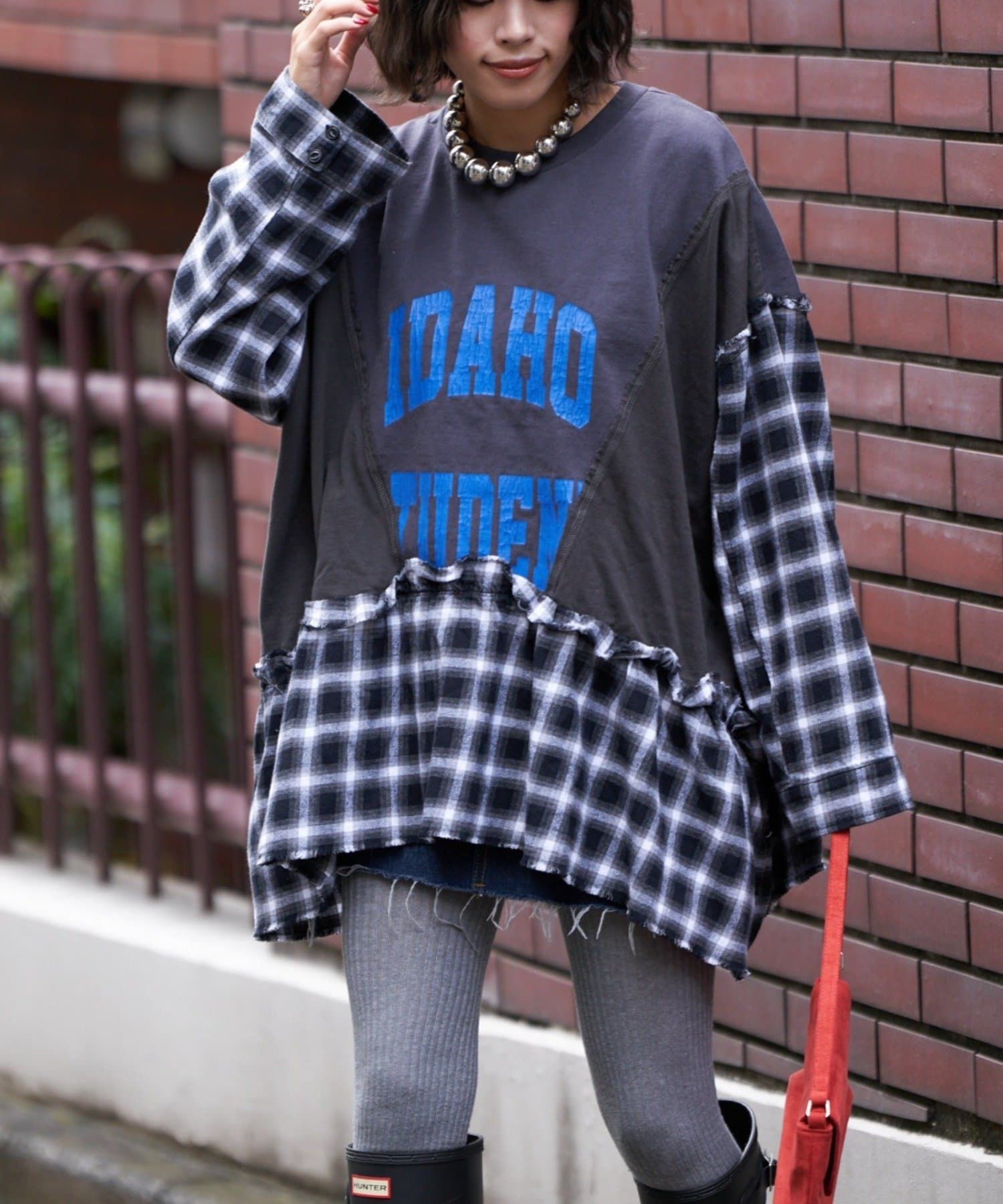 CIAOPANIC TYPY(チャオパニックティピー) 【etsinta/エシンタ】リメイクチェックフリルtee