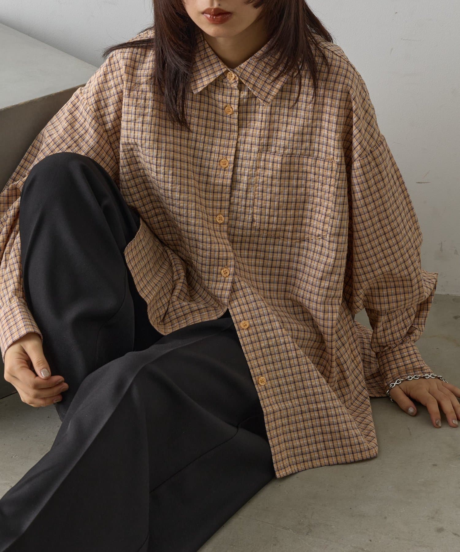 -goocy-(グーシー) 長袖チェックビッグシャツ