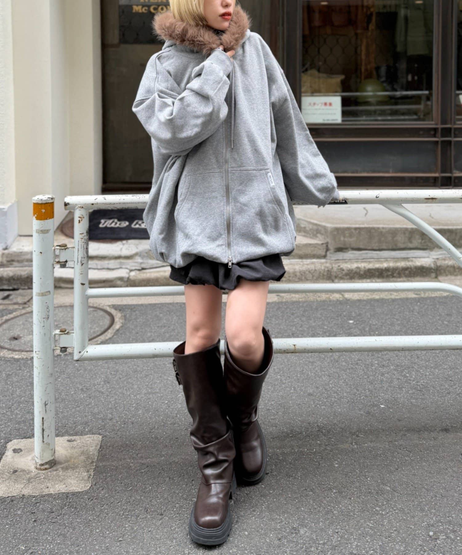 ファーフードZIPパーカー | w closet(ダブルクローゼット)レディース