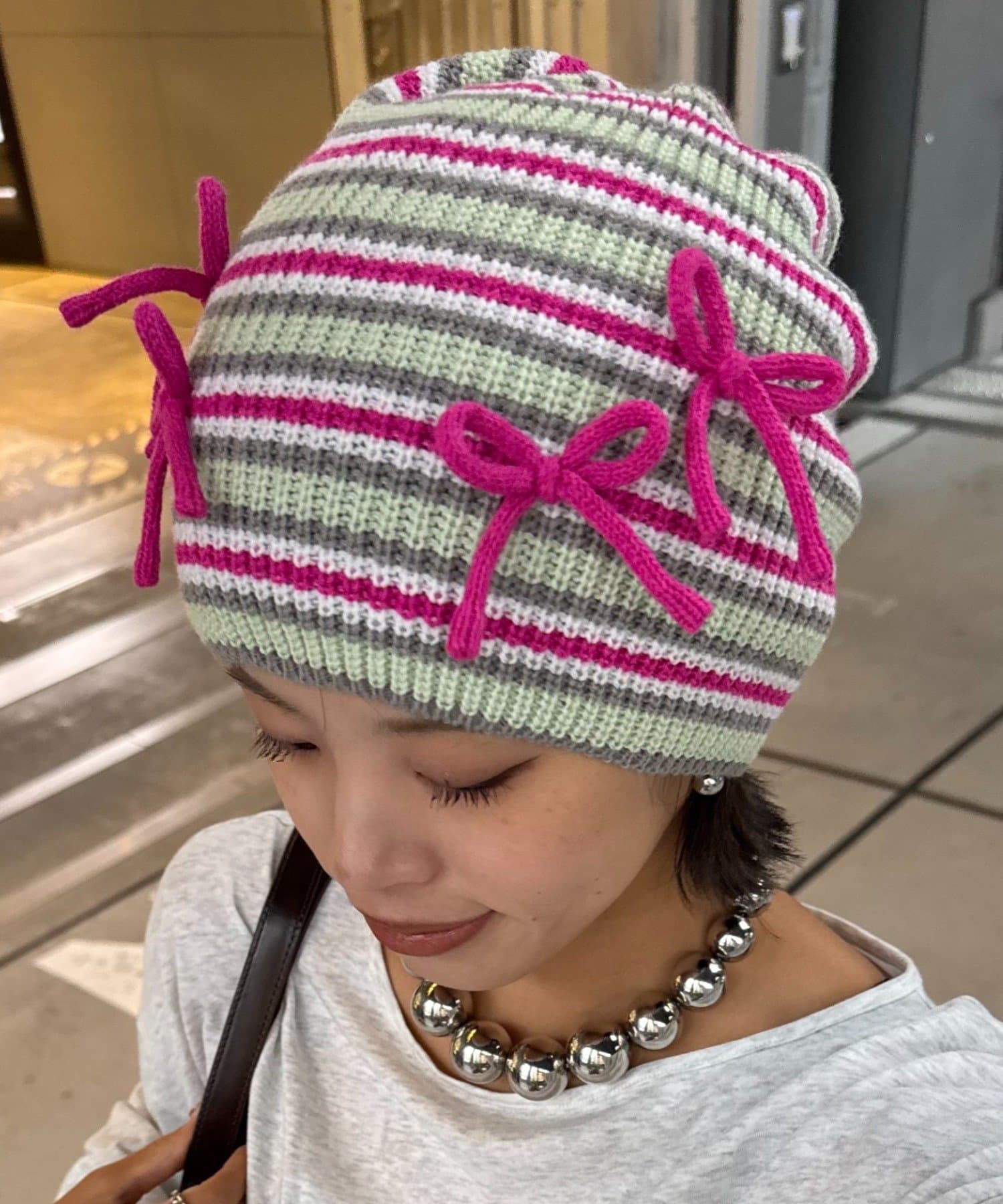 CIAOPANIC TYPY(チャオパニックティピー) ★【HELLO.SANFRANCISCO/ハローサンフランシスコ】リボン付マルチボーダービーニー帽