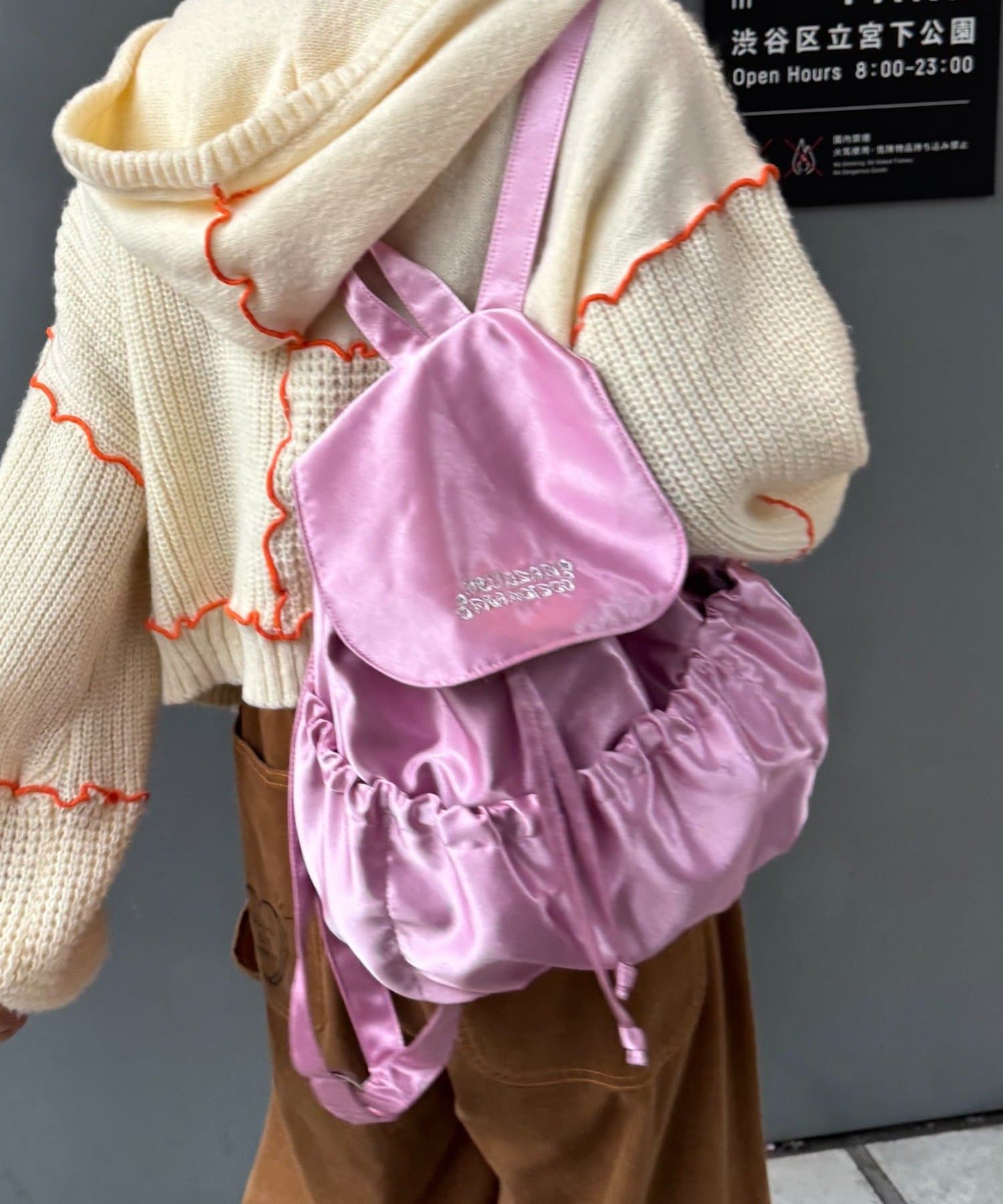 CIAOPANIC TYPY(チャオパニックティピー) ★【HELLO.SANFRANCISCO/ハローサンフランシスコ】ロゴ刺繍サテンリュックサック