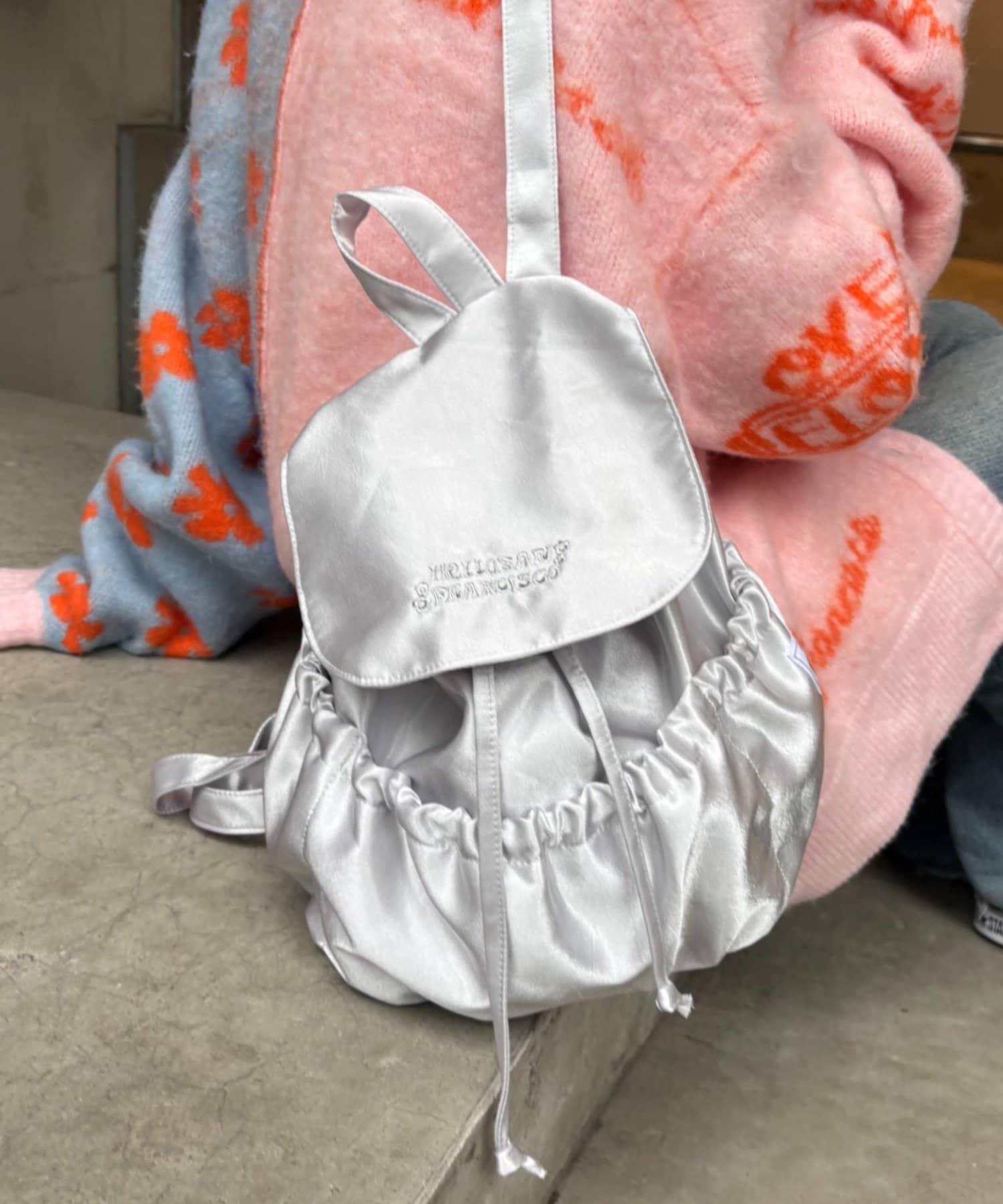 CIAOPANIC TYPY(チャオパニックティピー) ★【HELLO.SANFRANCISCO/ハローサンフランシスコ】ロゴ刺繍サテンリュックサック