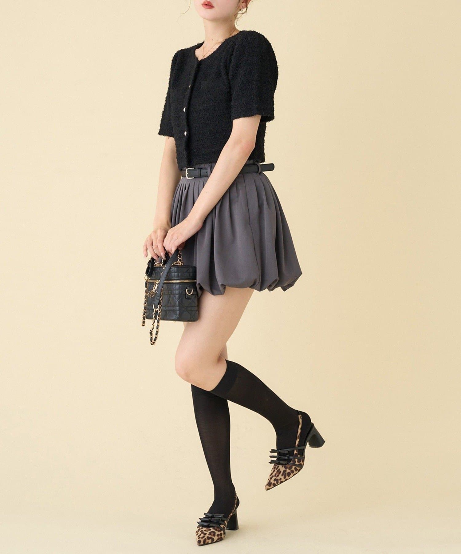 NICE CLAUP / OLIVE des OLIVE OUTLET(ナイスクラップ  / オリーブ デ オリーブ アウトレット) 【one after another】【WEB限定】ゴールドボタン半袖ツイード風カーディガン