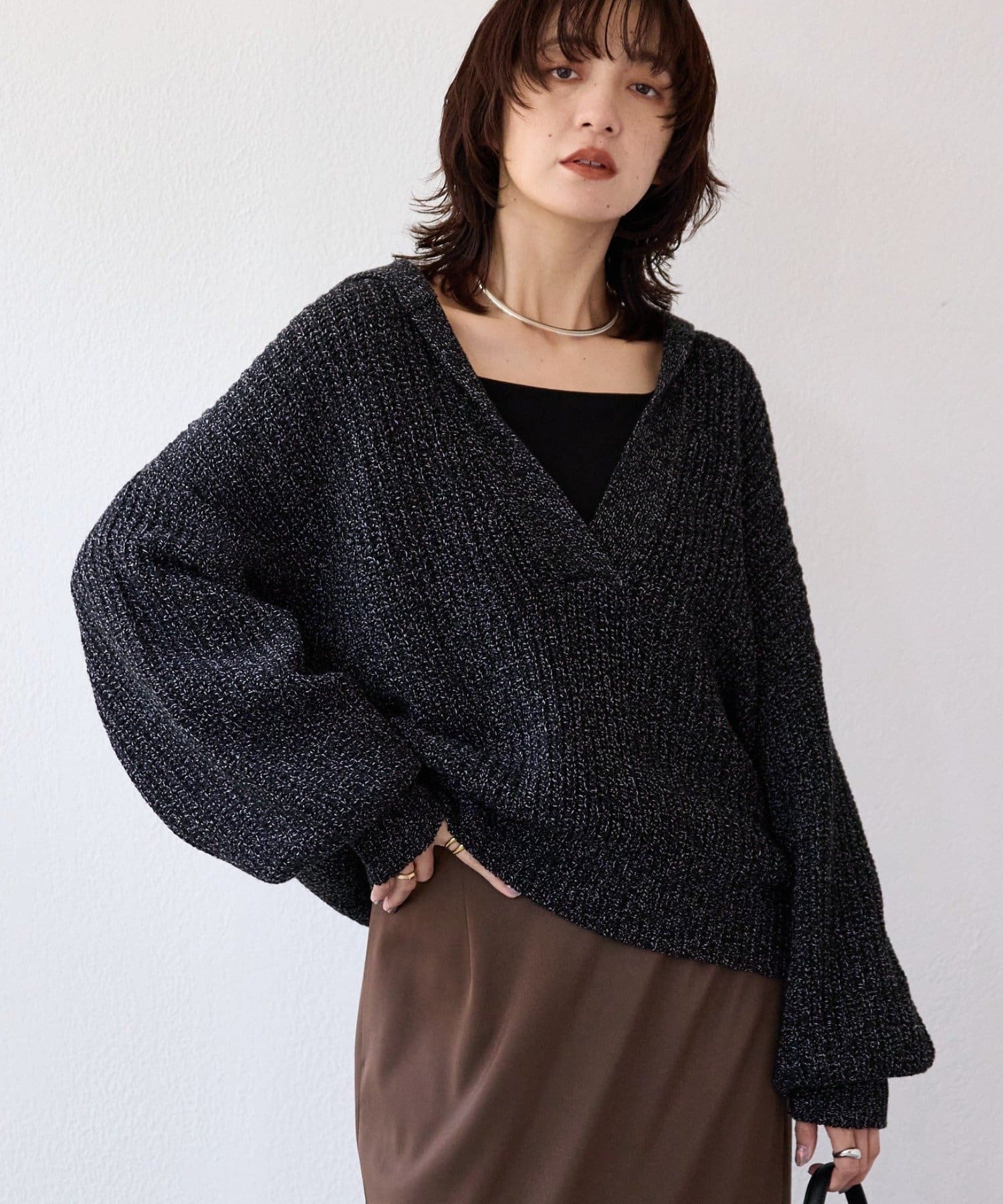 RIVE DROITE(リヴドロワ) 予約【抜け感のある着こなしに】メランジスキッパーニット