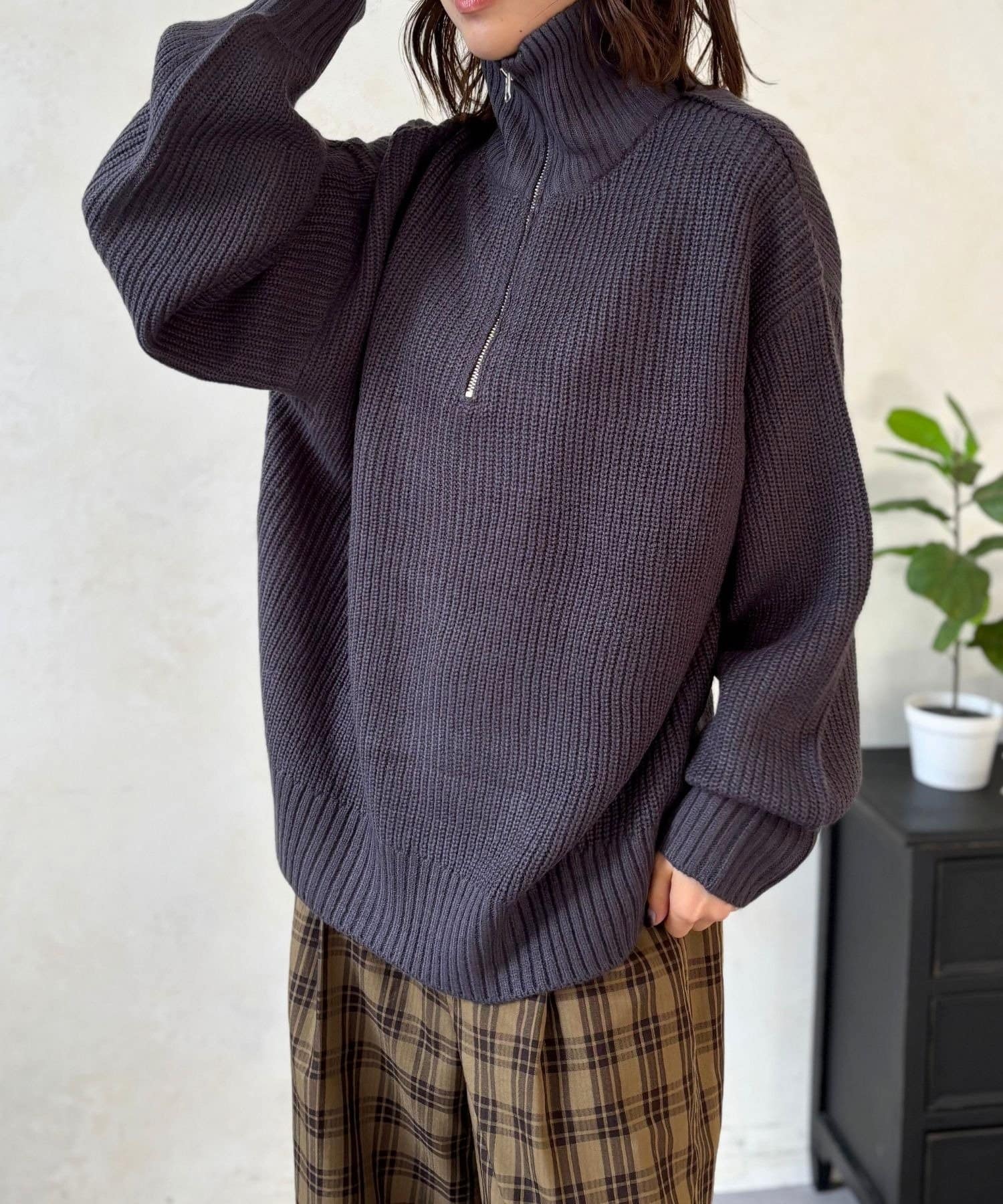 LOCUST(ローカスト) 【ラフ×お洒落】ハーフジップニット