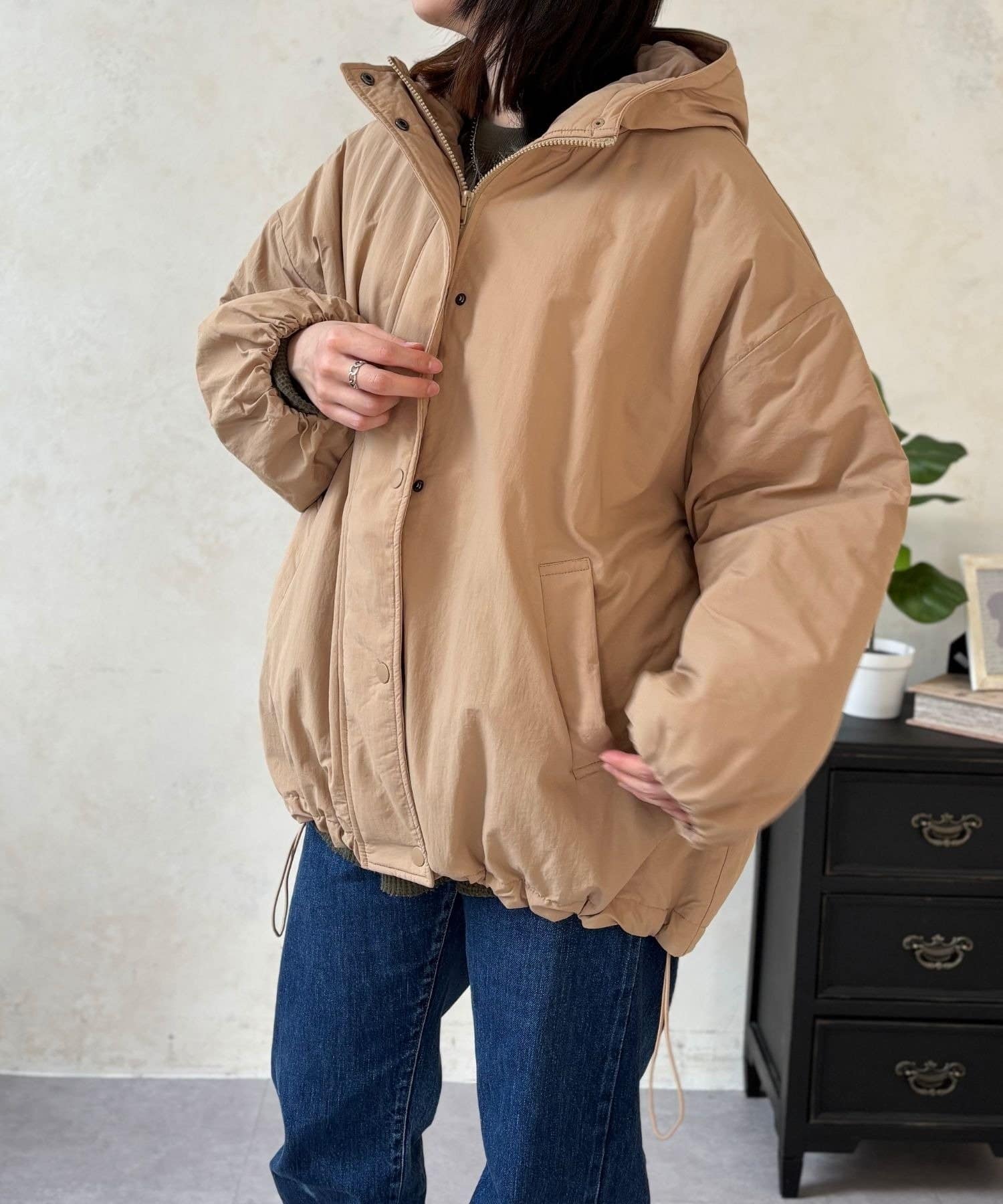 LOCUST(ローカスト) 【軽暖】フード付中綿ブルゾン