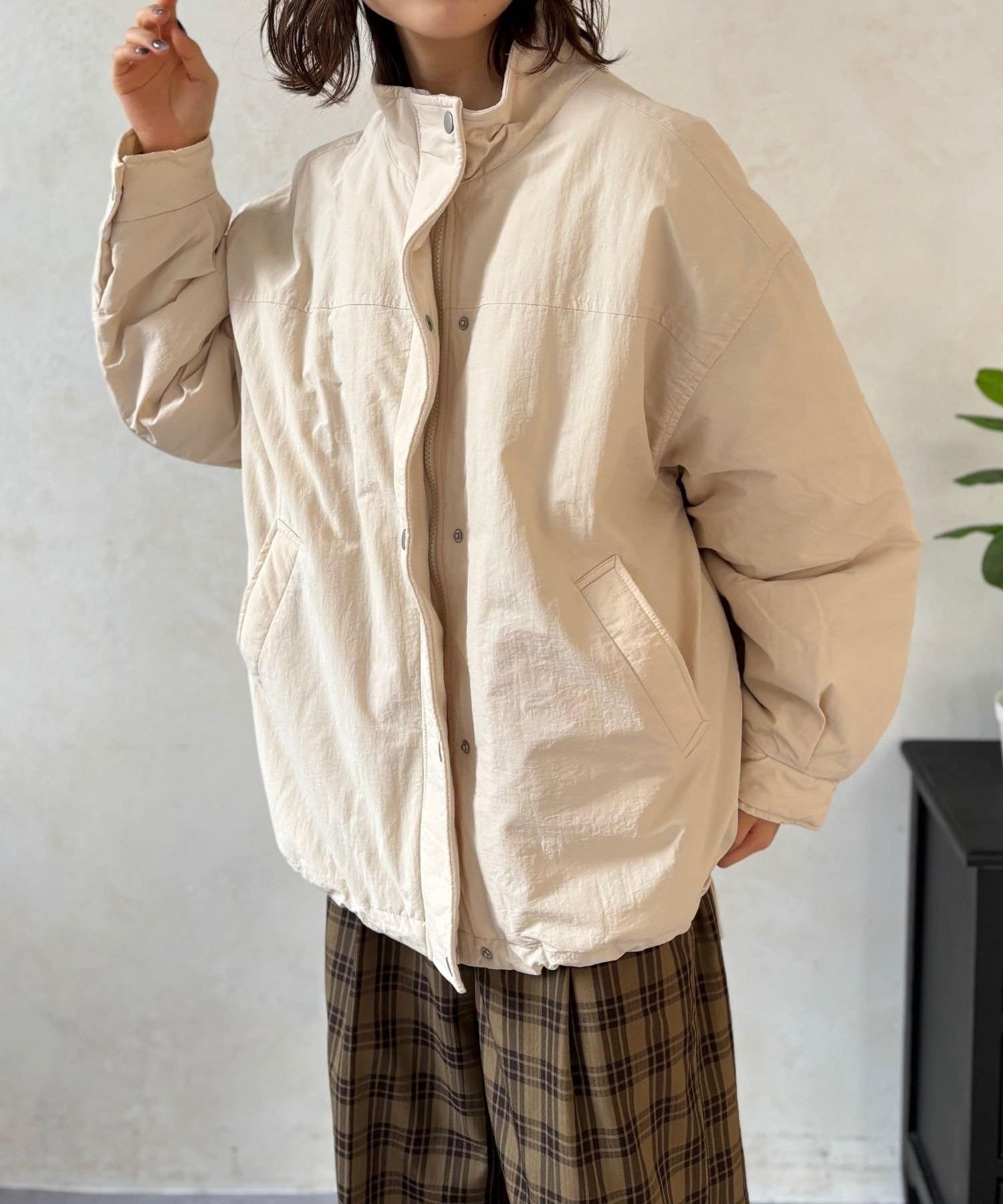 LOCUST(ローカスト) 【マフラーいらず！】スタンドカラー中綿ブルゾン