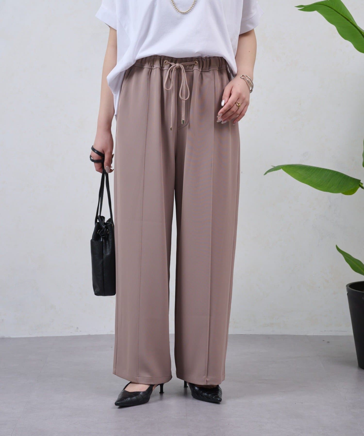 Jena　espace merveilleux(ジェナ　エスパスメルヴェイユ) 【ベストセラー/2サイズ展開】トロミイージーパンツ