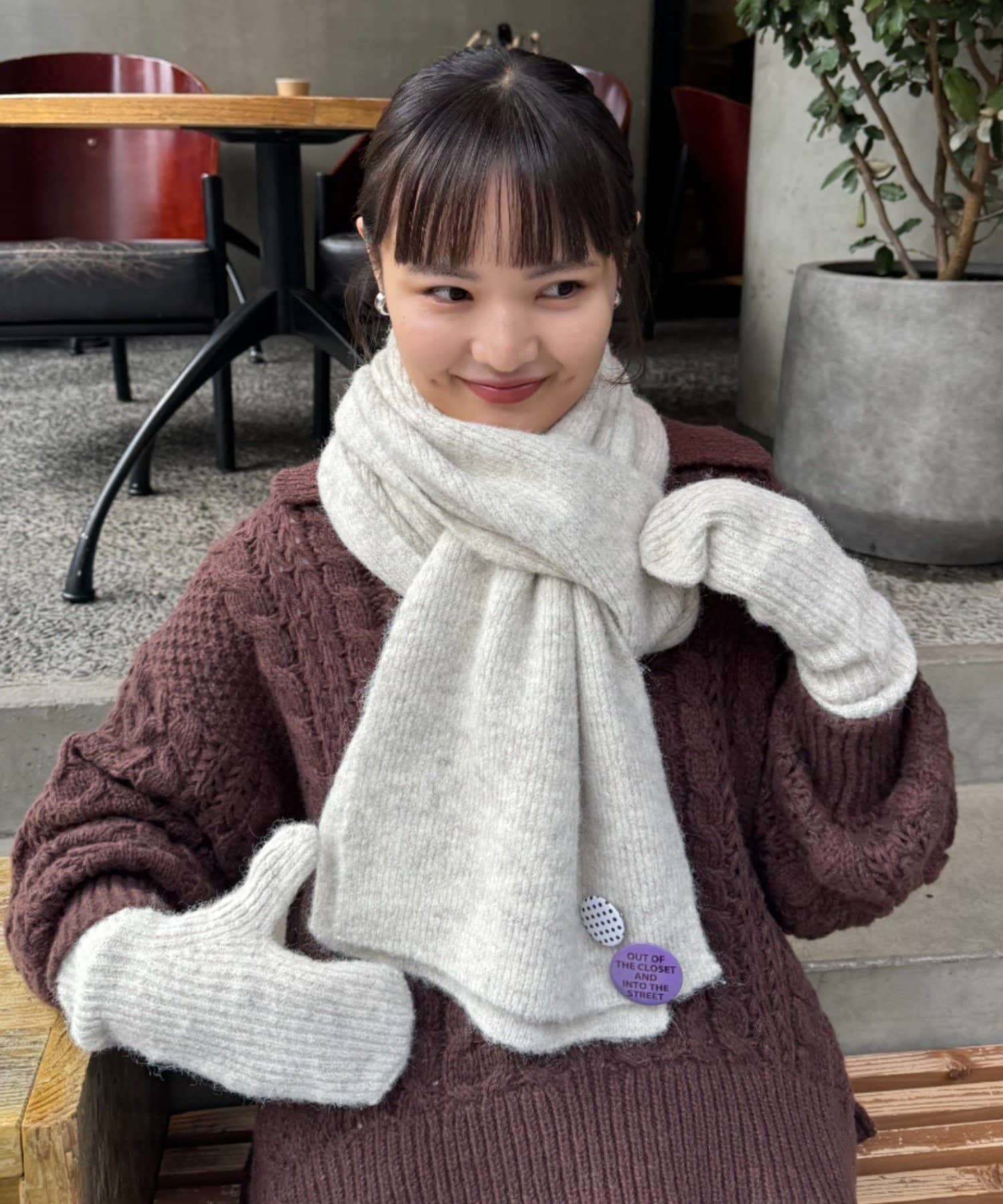 CIAOPANIC TYPY(チャオパニックティピー) 缶バッチ付きマフラー×手袋3点セット