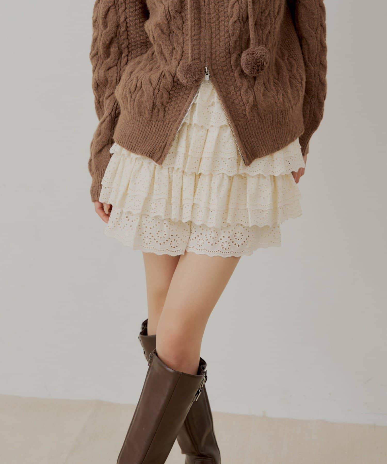 Chico(チコ) コットンレースティアードショートパンツ