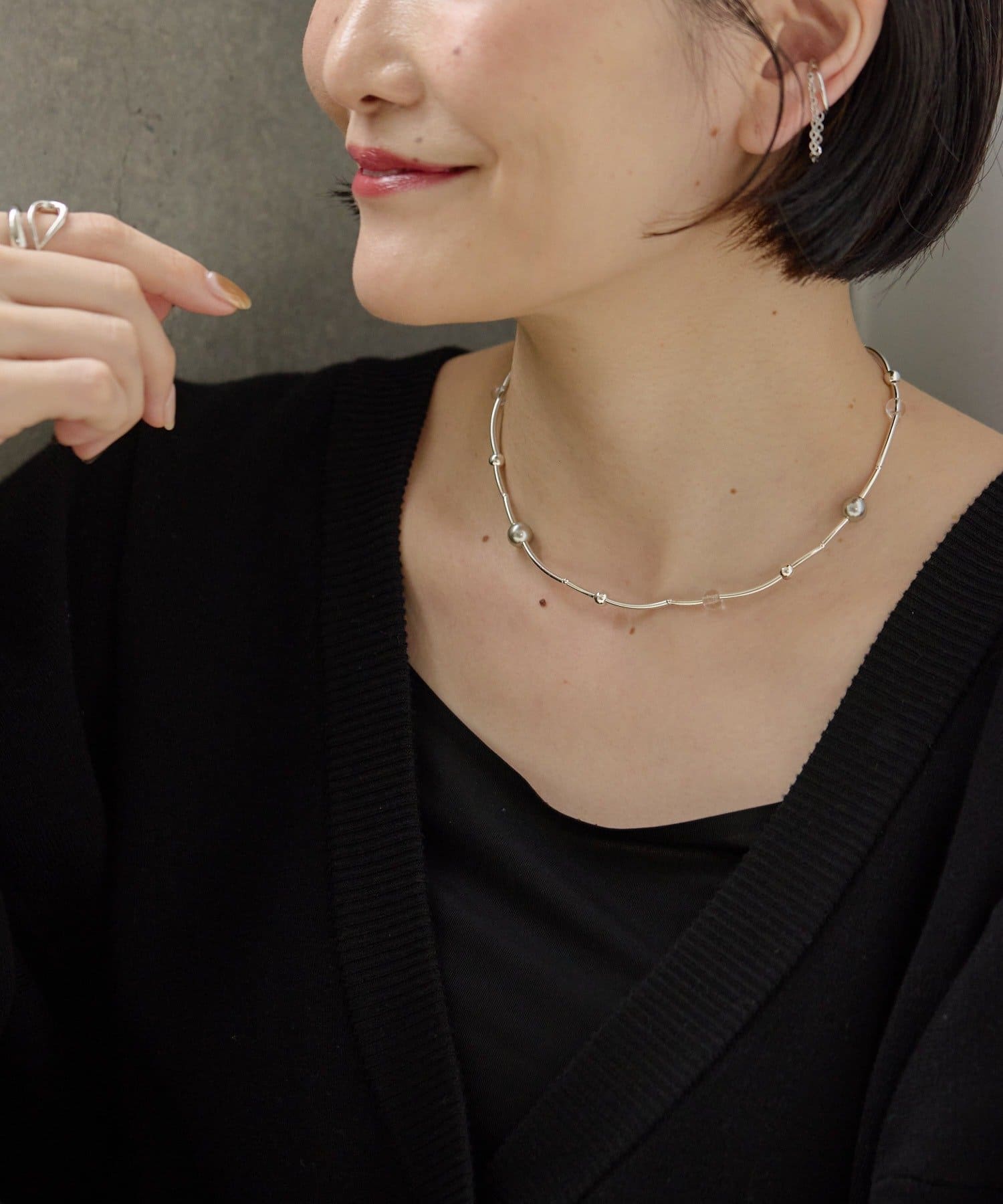 ear PAPILLONNER(イア パピヨネ) 《スターリングシルバー使用》コスモパールネックレス