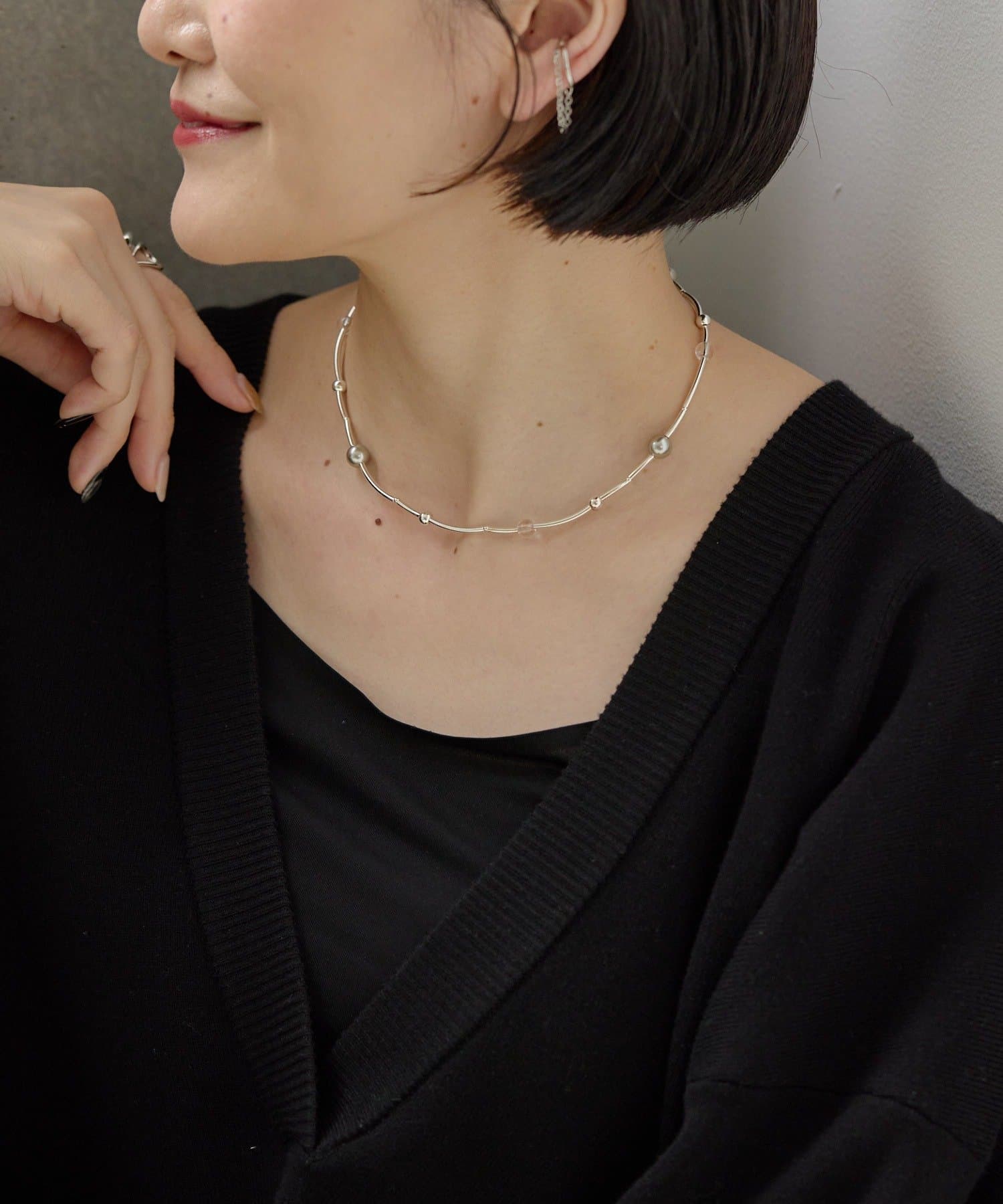 ear PAPILLONNER(イア パピヨネ) 《スターリングシルバー使用》コスモパールネックレス