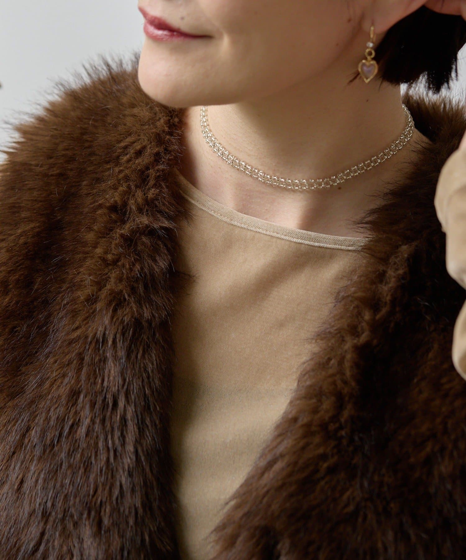 ear PAPILLONNER(イア パピヨネ) クリアビーズチョーカーネックレス