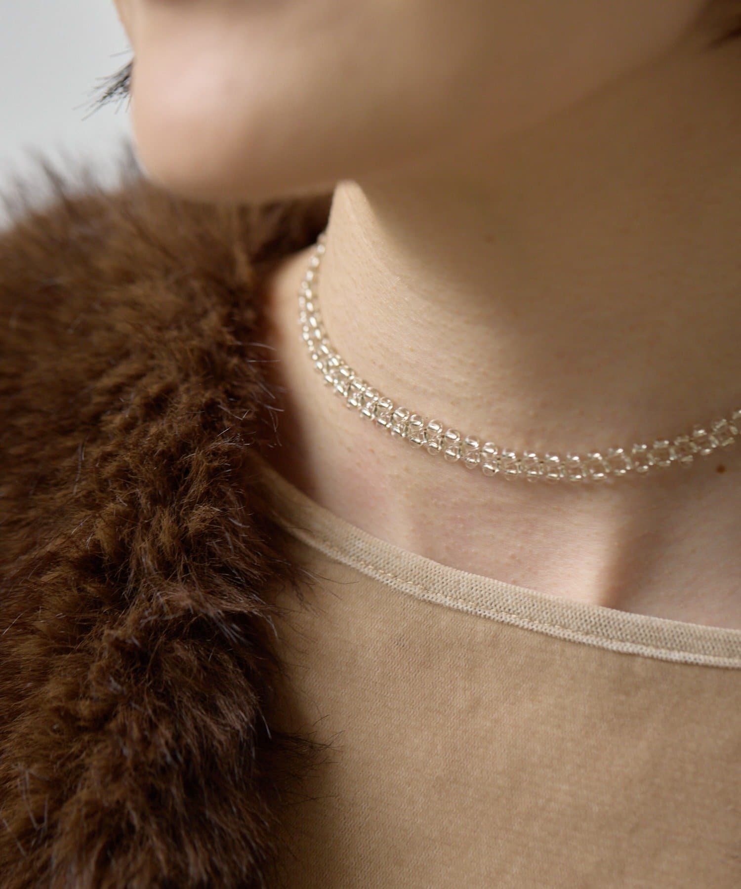 ear PAPILLONNER(イア パピヨネ) クリアビーズチョーカーネックレス