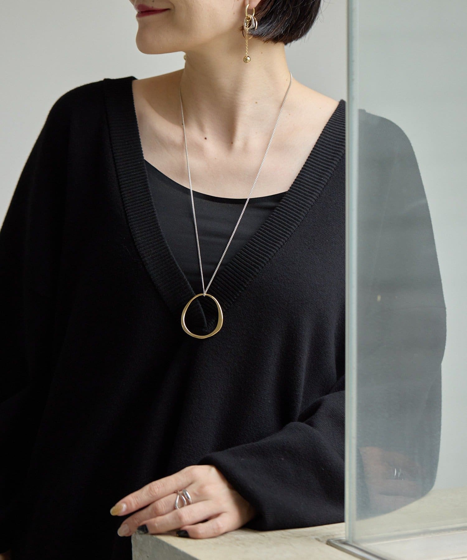 ear PAPILLONNER(イア パピヨネ) シンプルリングネックレス