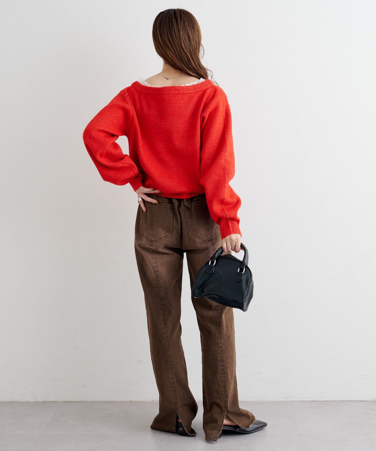 Kastane(カスタネ) B レースレイヤーニットプルオーバー