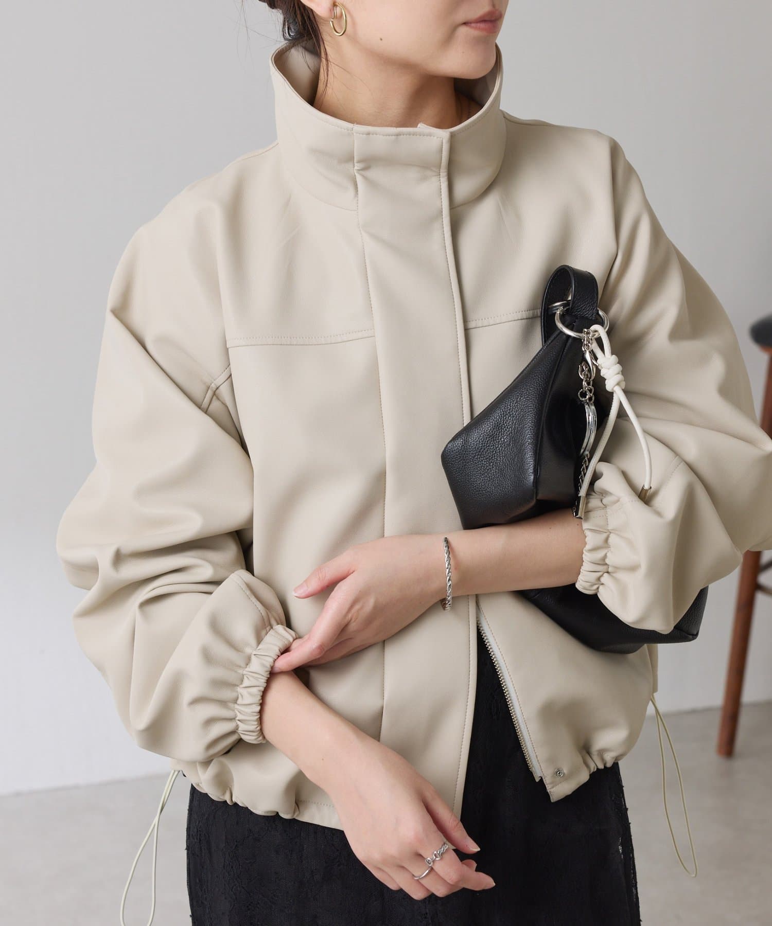 COLLAGE GALLARDAGALANTE(コラージュ ガリャルダガランテ) レザータッチスタンドブルゾン