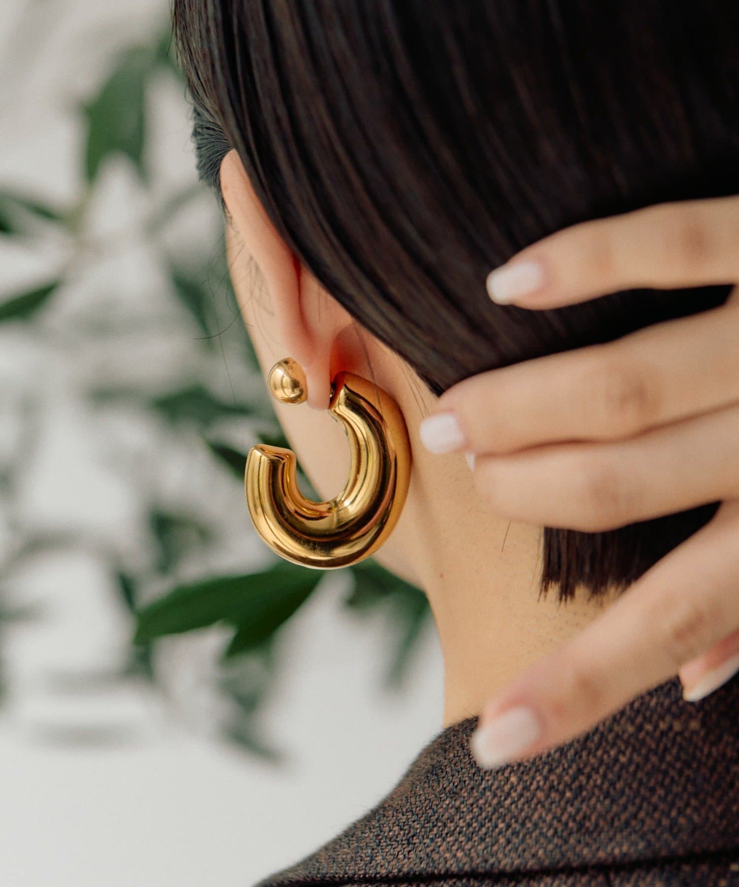 ear PAPILLONNER(イア パピヨネ) 《金属アレルギー対応/ステンレス》ぽってりバックフープピアス