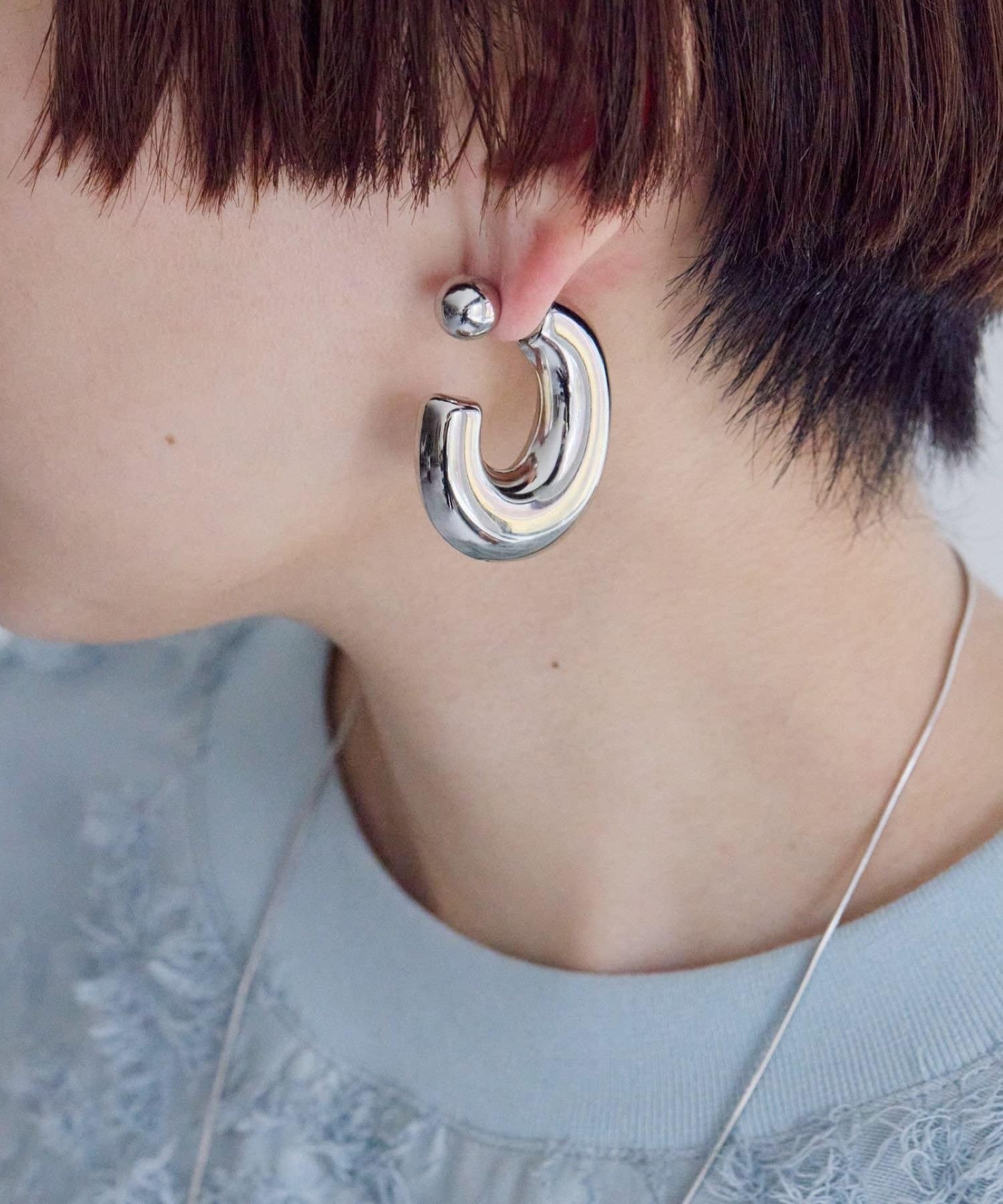 ear PAPILLONNER(イア パピヨネ) 《金属アレルギー対応/ステンレス》ぽってりバックフープピアス