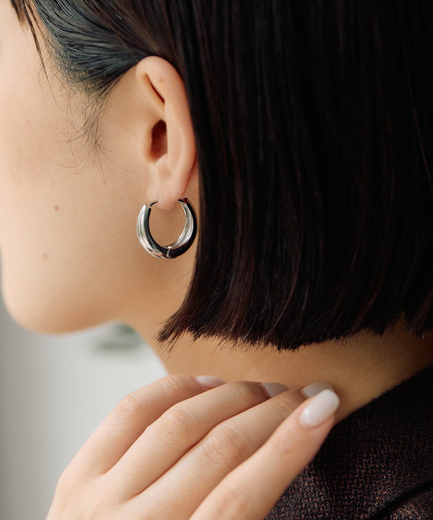 ear PAPILLONNER(イア パピヨネ) 《金属アレルギー対応/ステンレス》シンプルRフープピアス