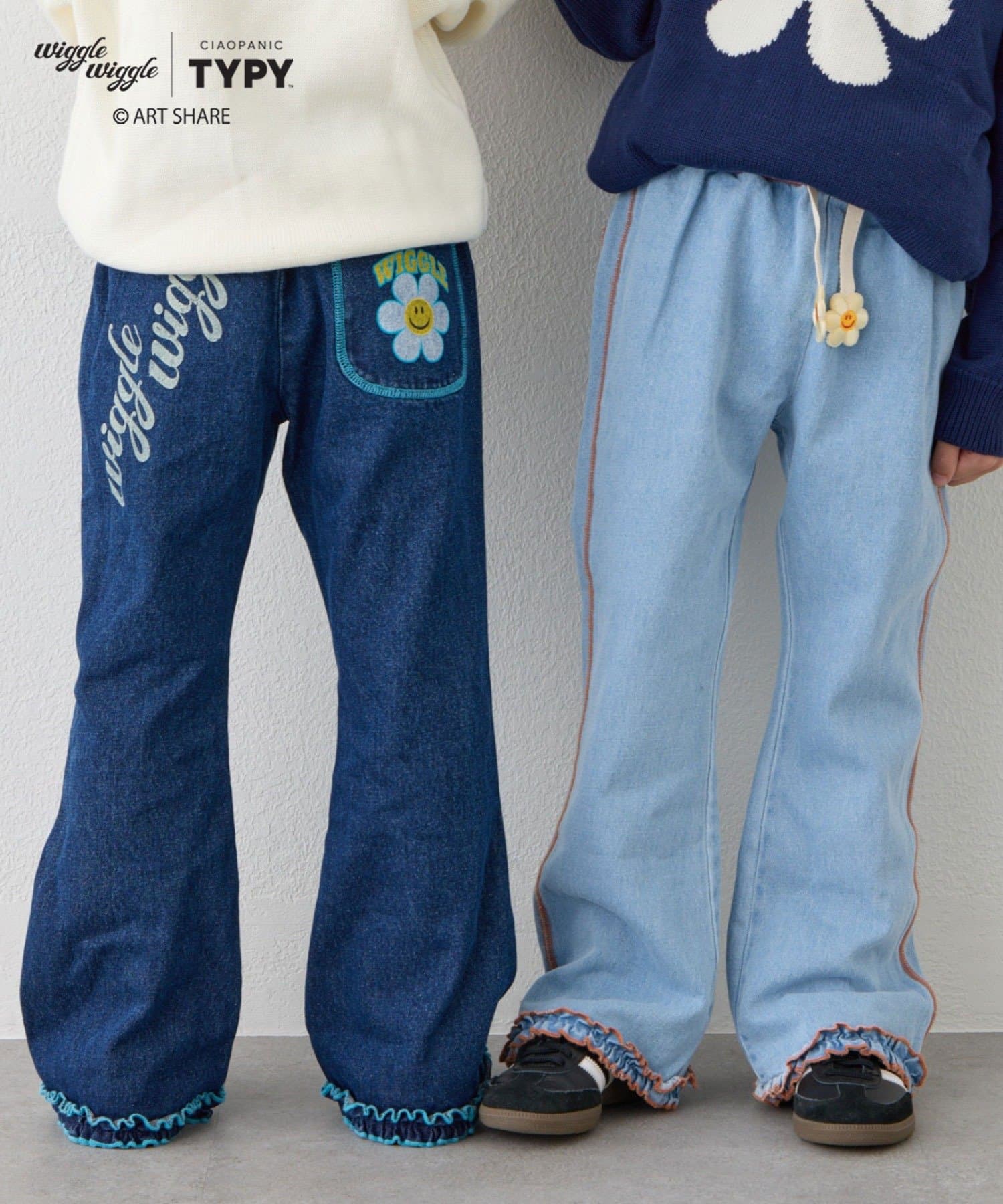 CIAOPANIC TYPY(チャオパニックティピー) 【KIDS】【wigglewiggle】《ジュニアサイズあり》配色フリルフレアデニム